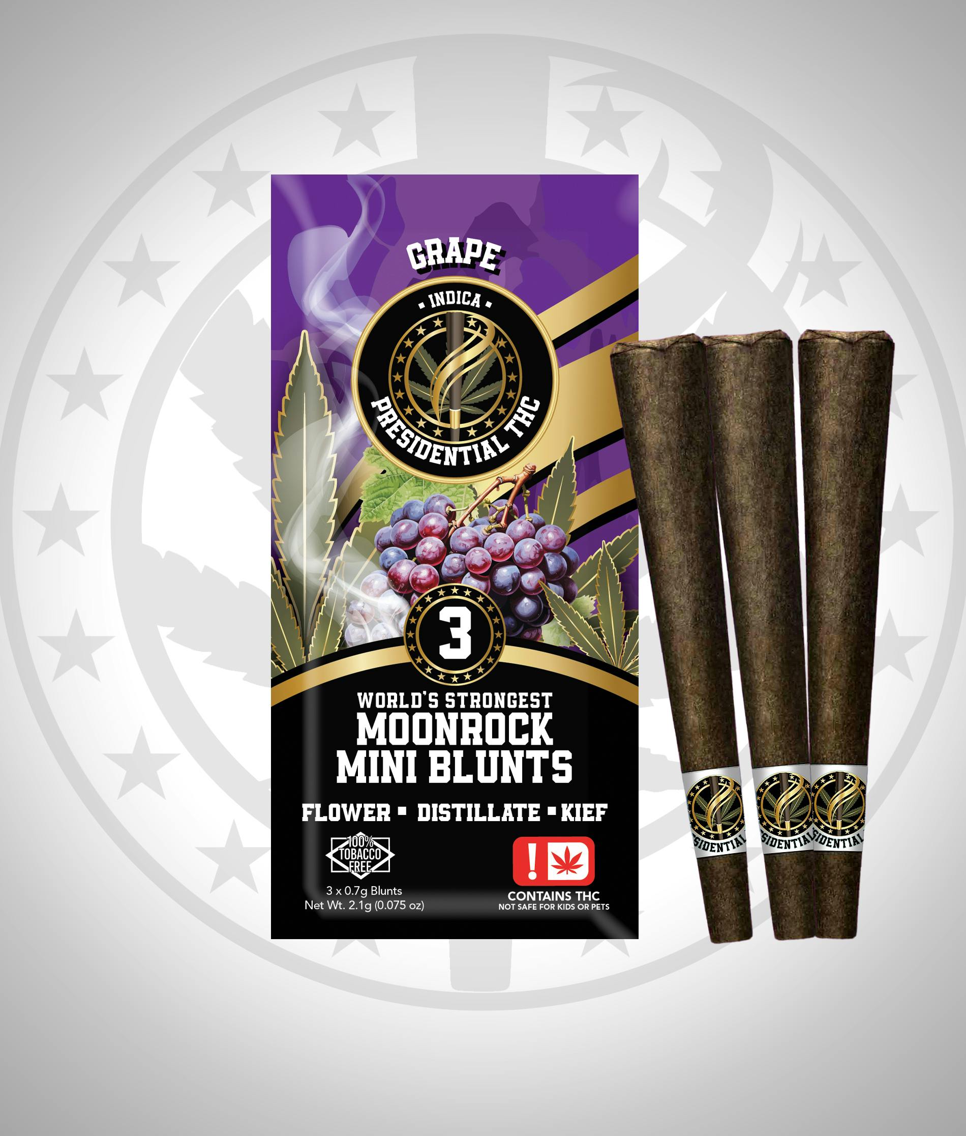 Presidential THC Pee-Wee Moon Rock Mini Blunts - Grape (2.1g)