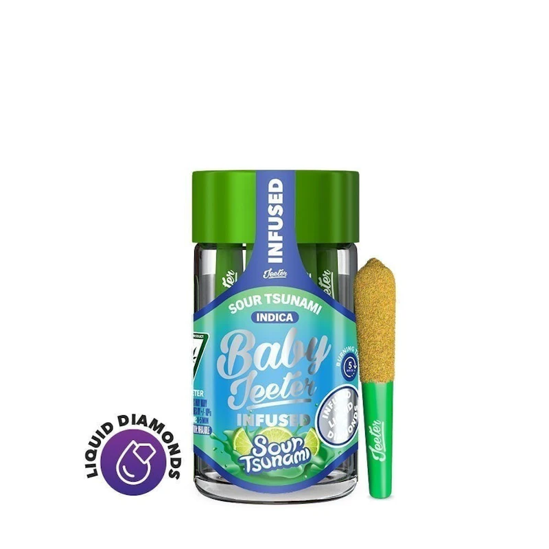 Jeeter Sour Tsunami · Baby Infused Minis · 0.5g each · 5pk, Infused Pre-Rolls