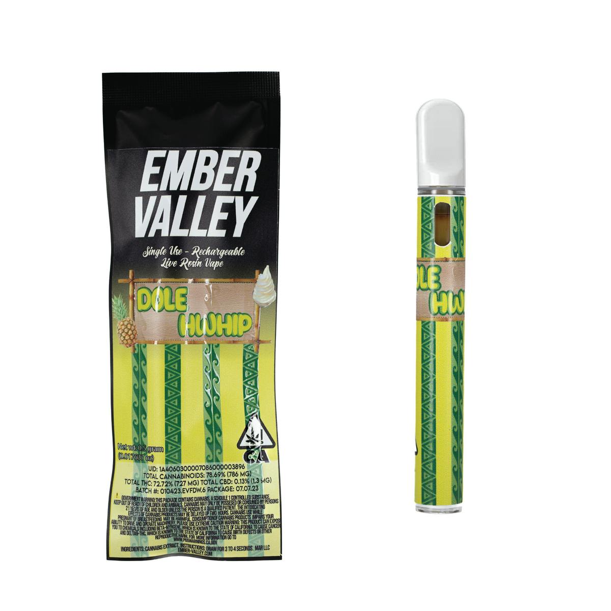 Dole Hwhip Live Rosin Disposable .5G - Ember Valley