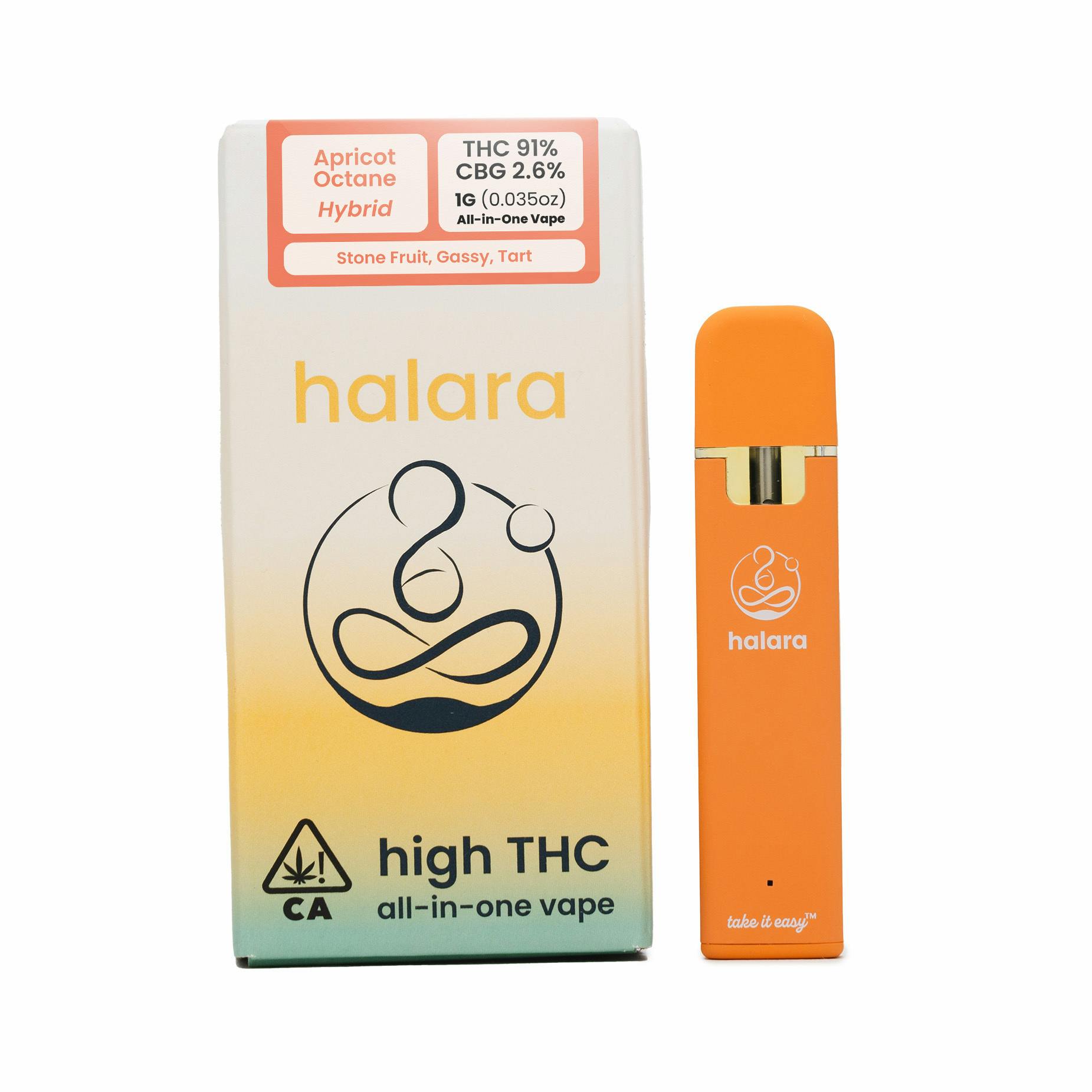 High THC AllinOne Apricot Octane 1G Halara