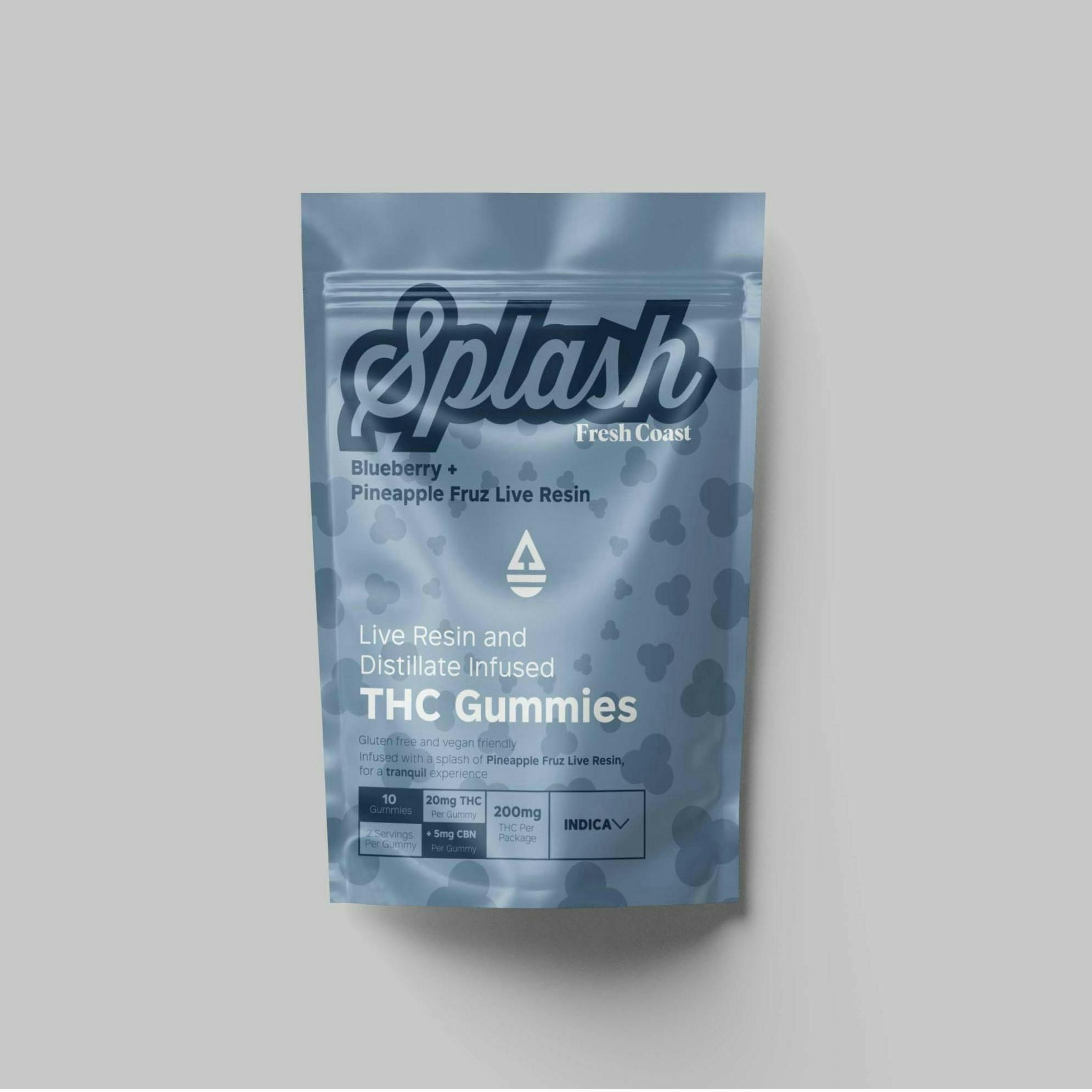 Splash | Blueberry 4:1 THC:CBN Live Resin Gummies | 200mg | 10ct | 20mg/ea by Fresh Coast
