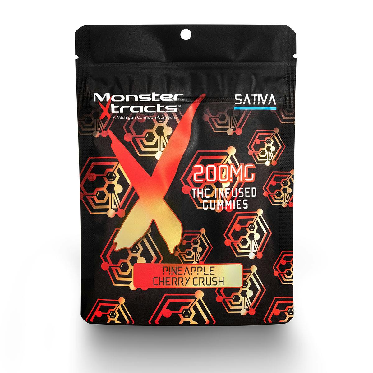Pineapple Cherry Crush 200mg THC Infused Gummies Monster Xtracts