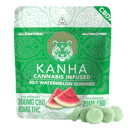 KANHA | 20:1 CBD:THC | Watermelon | 200mg CBD/10mg THC | 10-pack