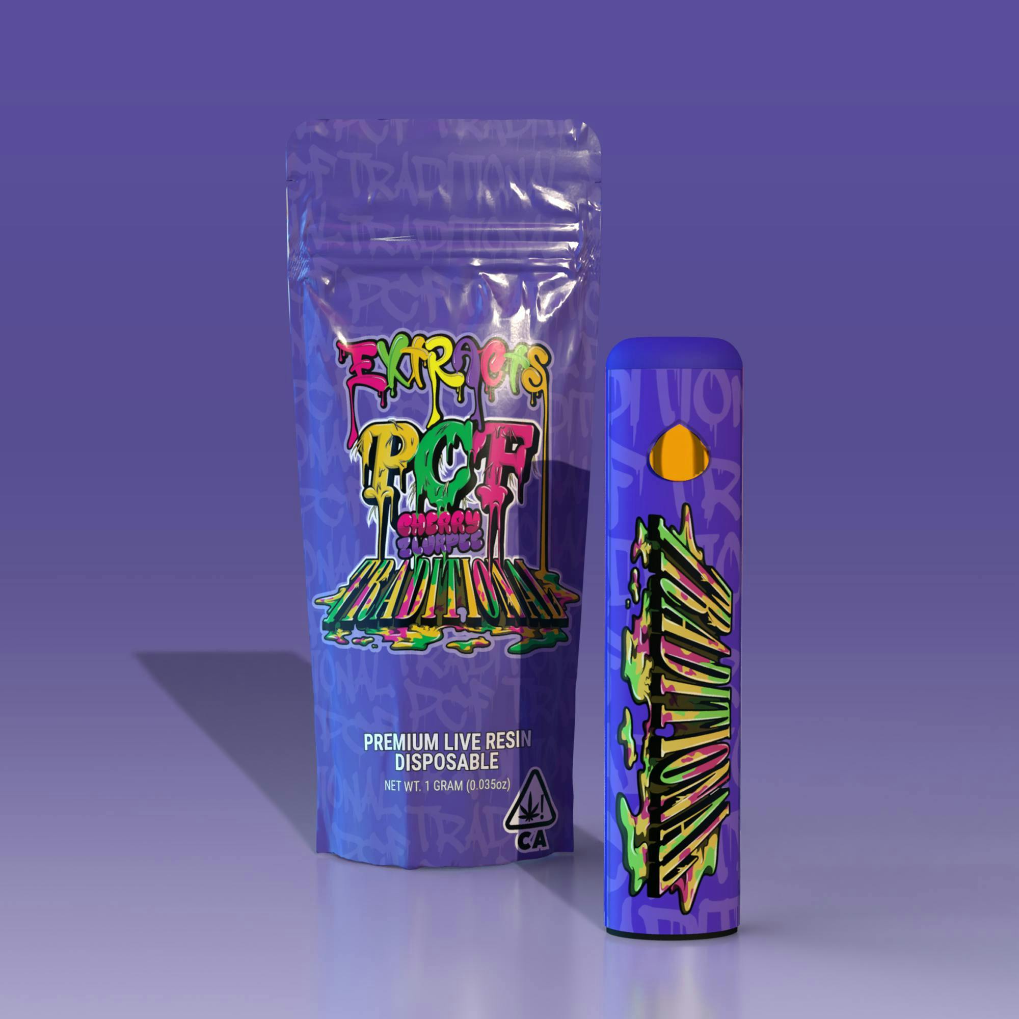 Traditional x PCF - Cherry Zlurpee Live Resin Disposable 1g