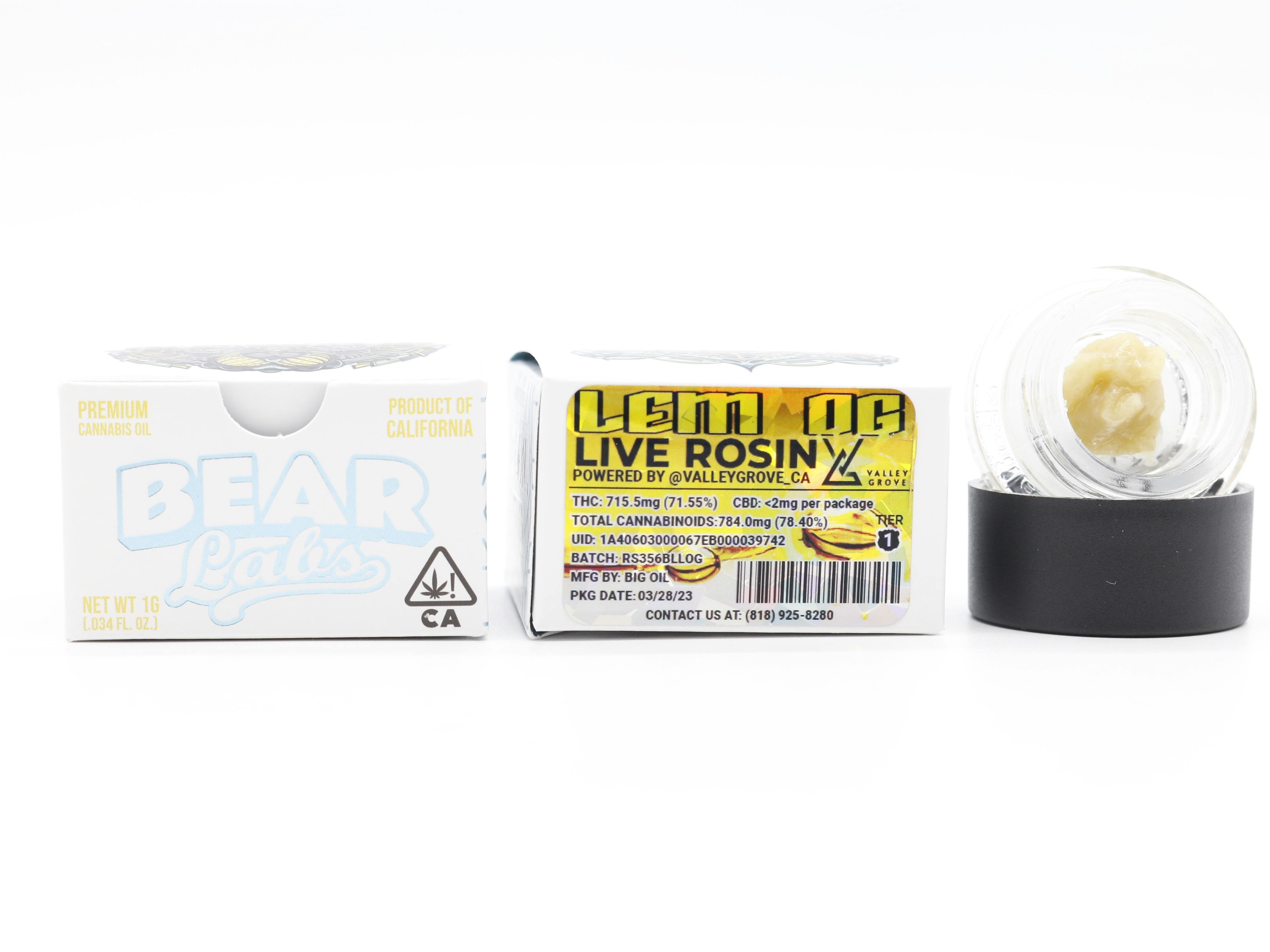 Lem OG T1 Live Rosin - 1g - Bear Labs