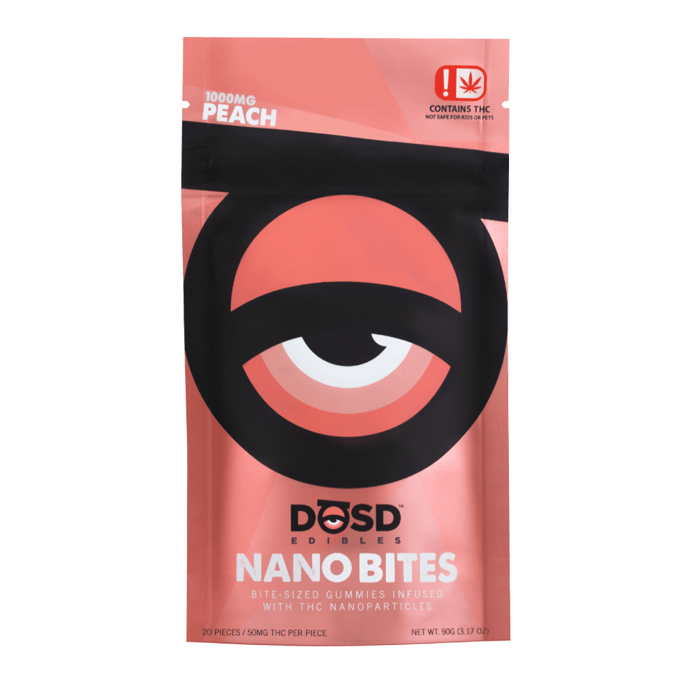 Nano Bites Peach 1000mg, Indica Enhanced DŌSD Edibles