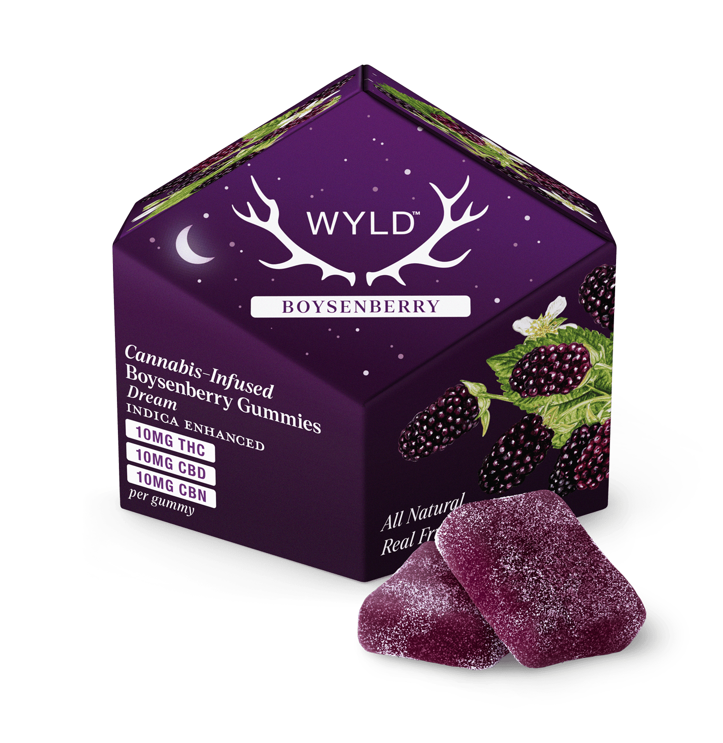 Wyld — Boysenberry 1:1:1 CBD:CBN Indica Enhanced Gummies - 100mg - 10ct - 10mg/ea