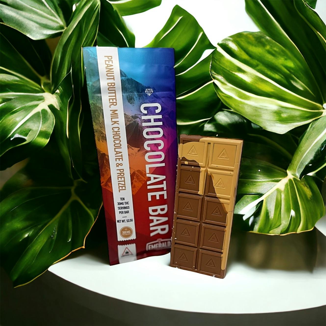 300mg Full Spectrum, Peanut Butter, Milk Chocolate & Pretzel Chocolate Bar by Emerald Elevation Cannabis Co