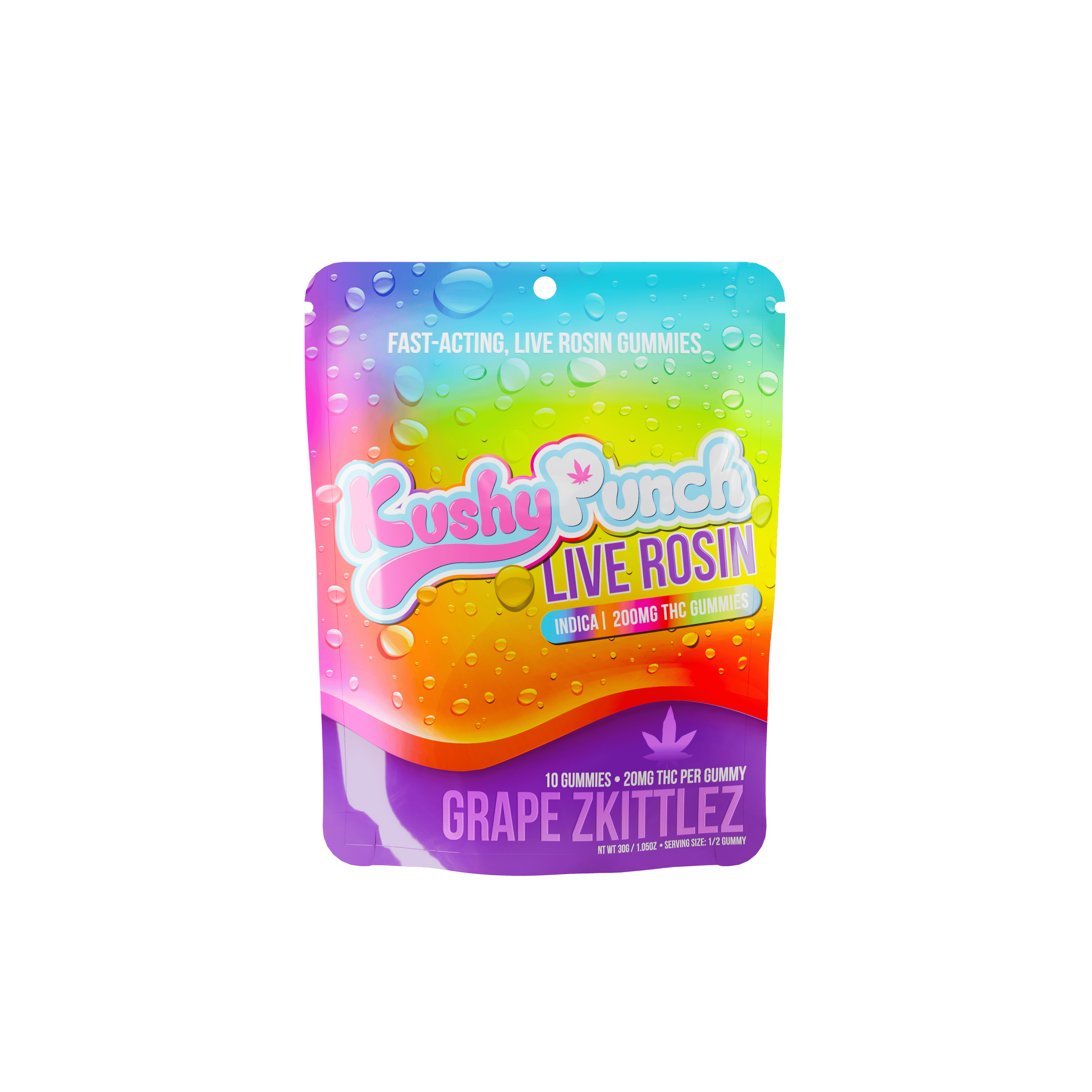 Live Rosin | Grape Zkittlez Gummies | 200mg | 10ct | 20mg/ea
