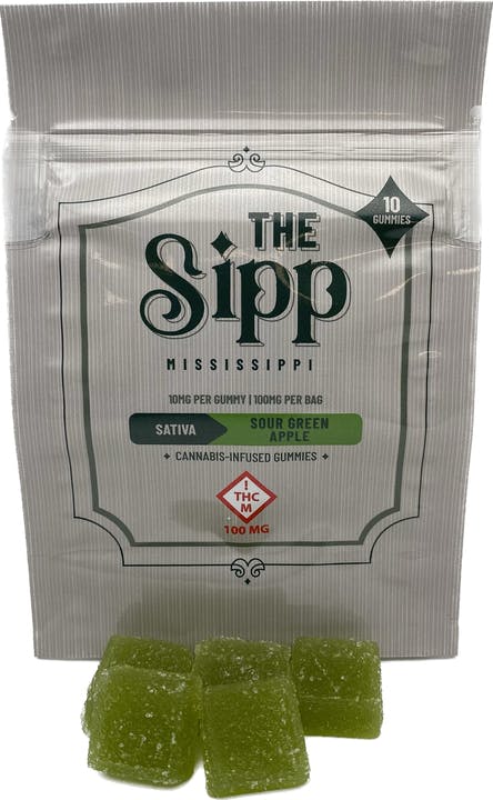 The Sipp: Sour Green Apple Gummies - 100mg (10pk) by River Remedy