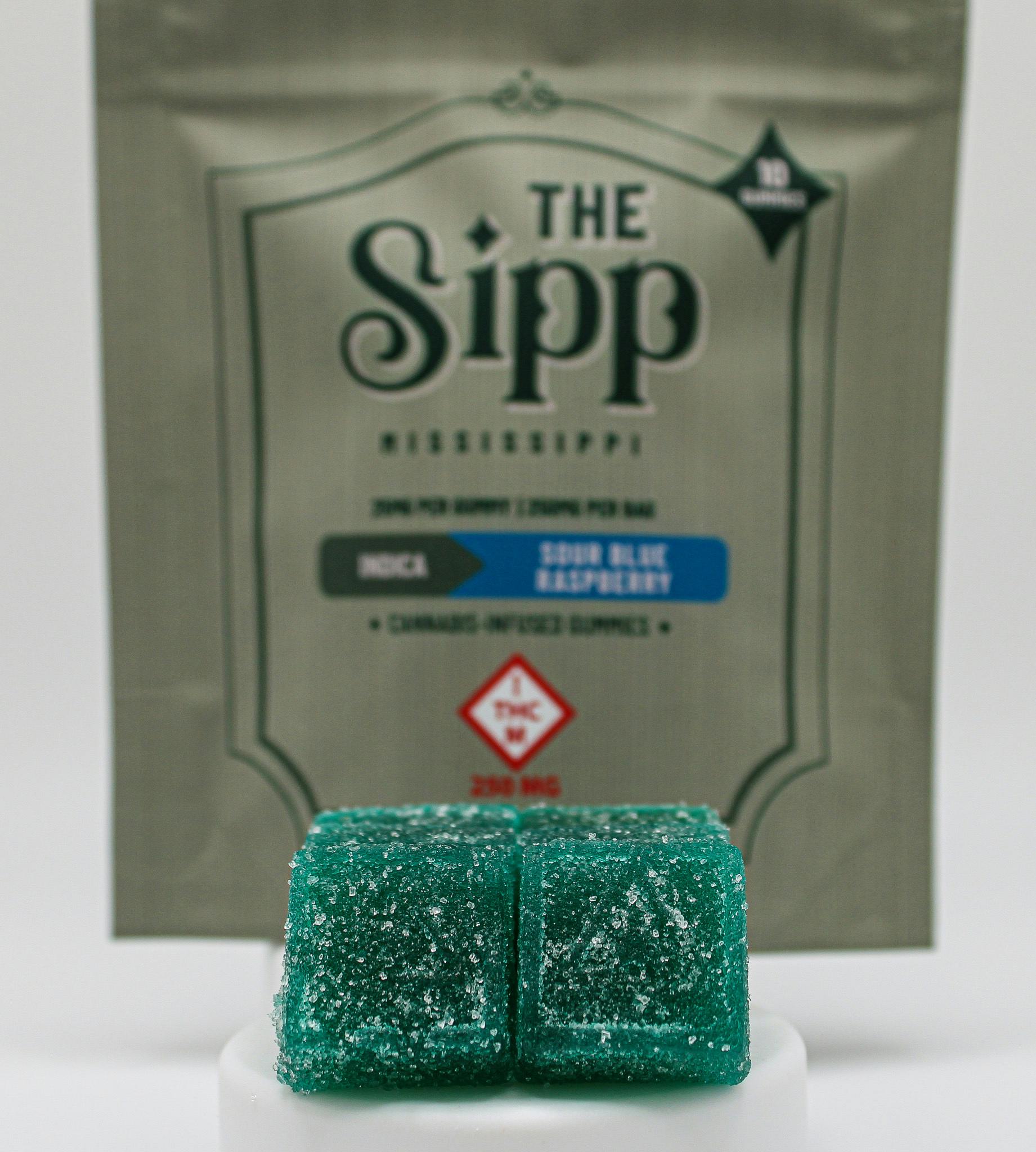 The Sipp Sour Blue Razz Gummies 250mg 10pk River Remedy 5173