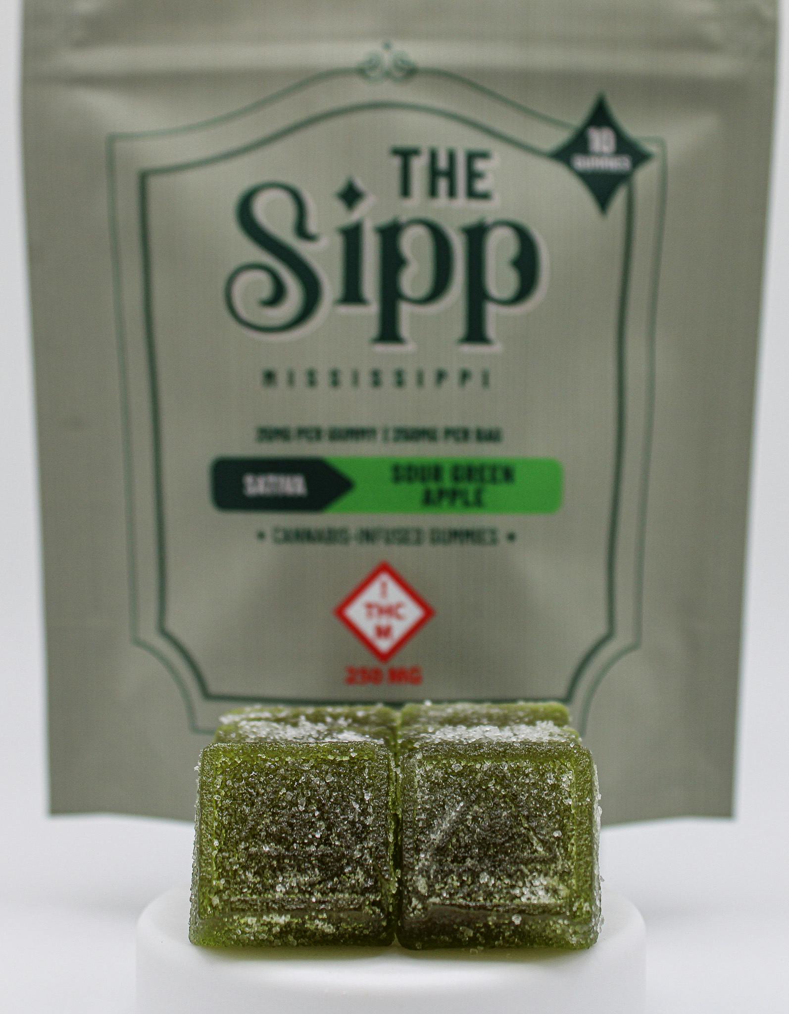 The Sipp Sour Green Apple Gummies 250mg 10pk River Remedy 8337