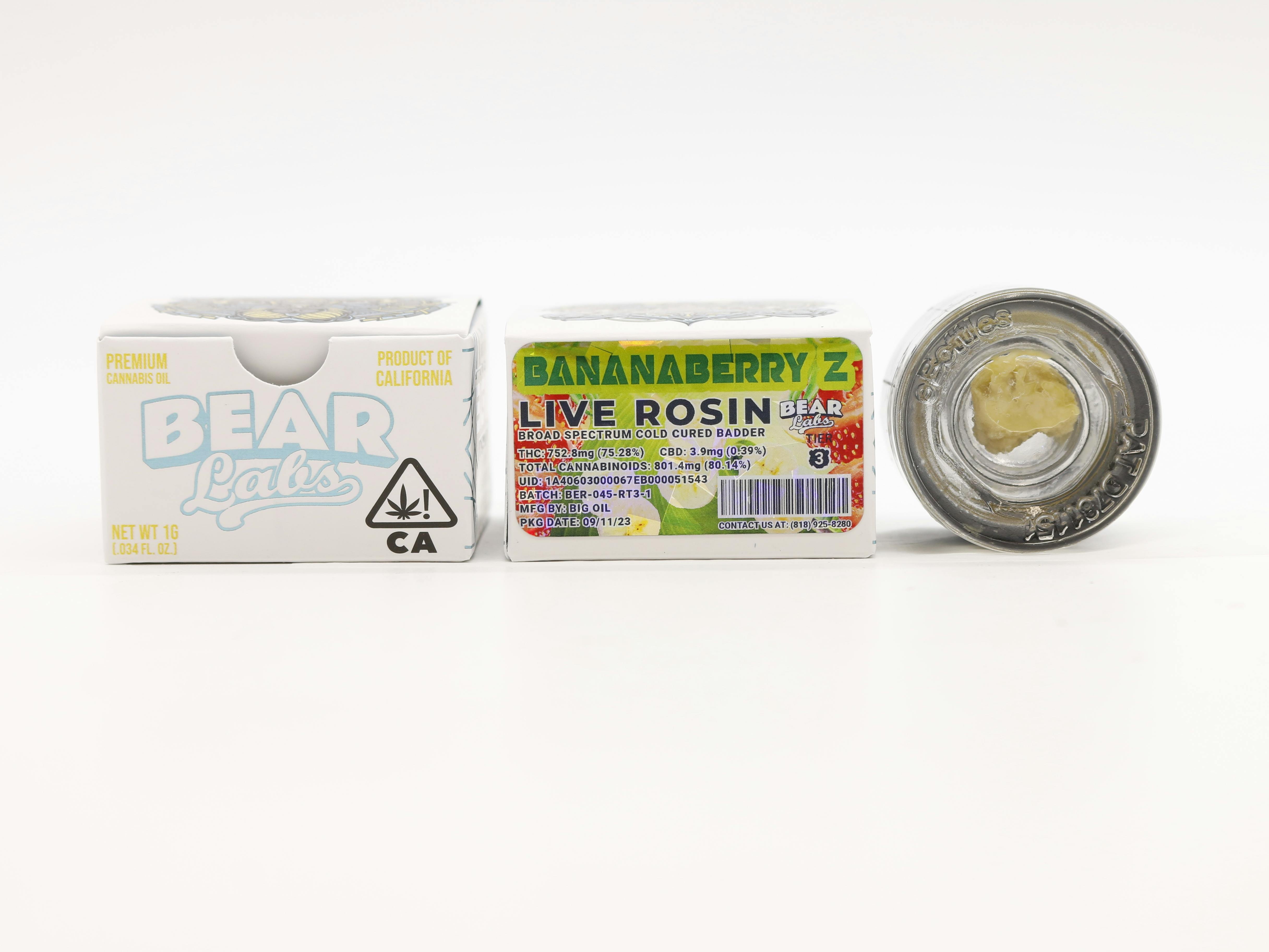 Bananaberry Z T3 Live Rosin - 1g - Bear Labs