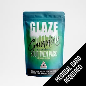 Glaze | Sour Twin Pack Blackberry + Lemon-Lime Gummies | 500mg (MED)