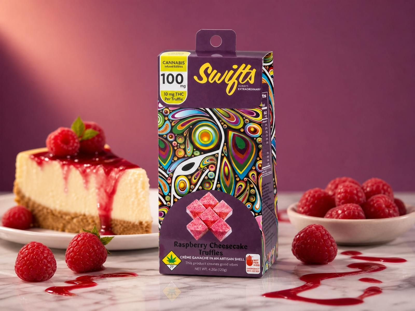 Swifts Truffle Raspberry Cheesecake 100mg by Swifts Edibles