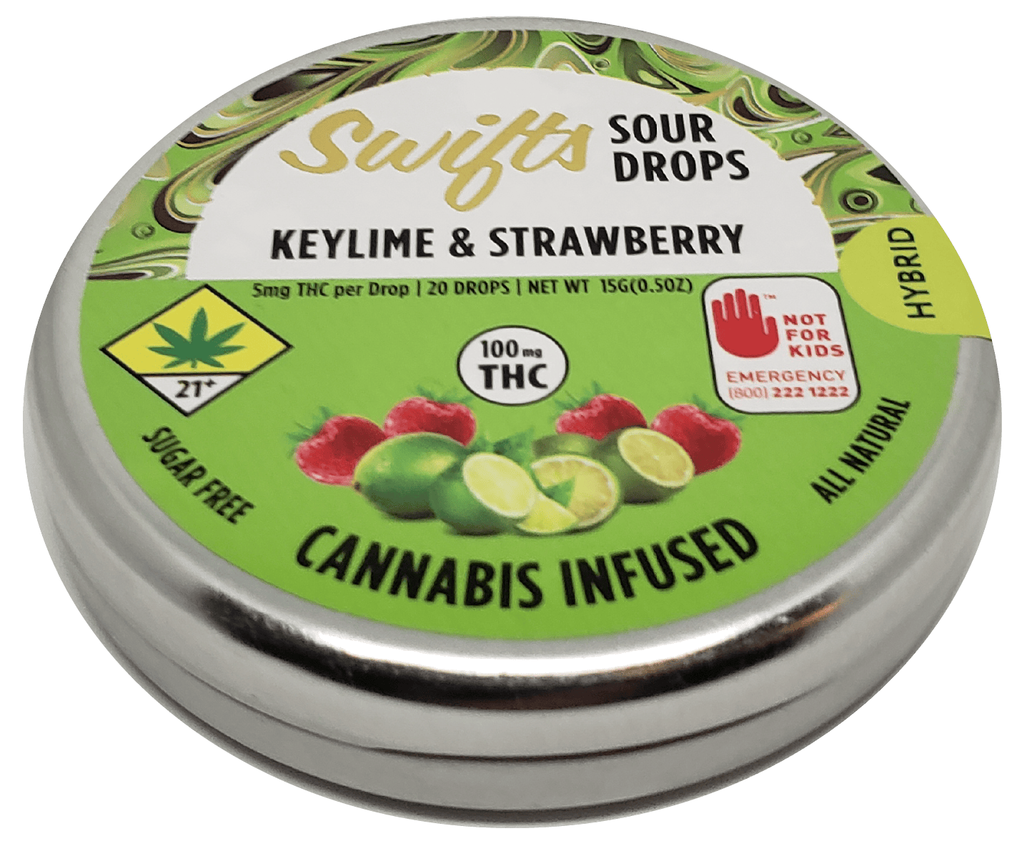 Swifts Sugar Free Sour Drops Key Lime Strawberry 100mg by Swifts Edibles