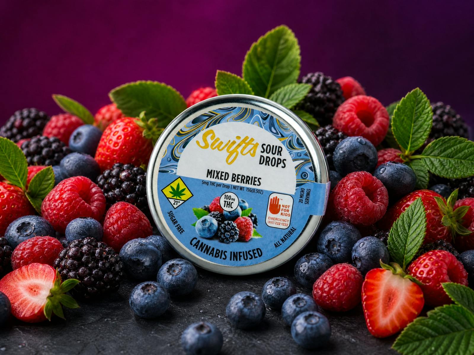 Swifts Sugar Free Sour Drops Mixed Berries 100mg