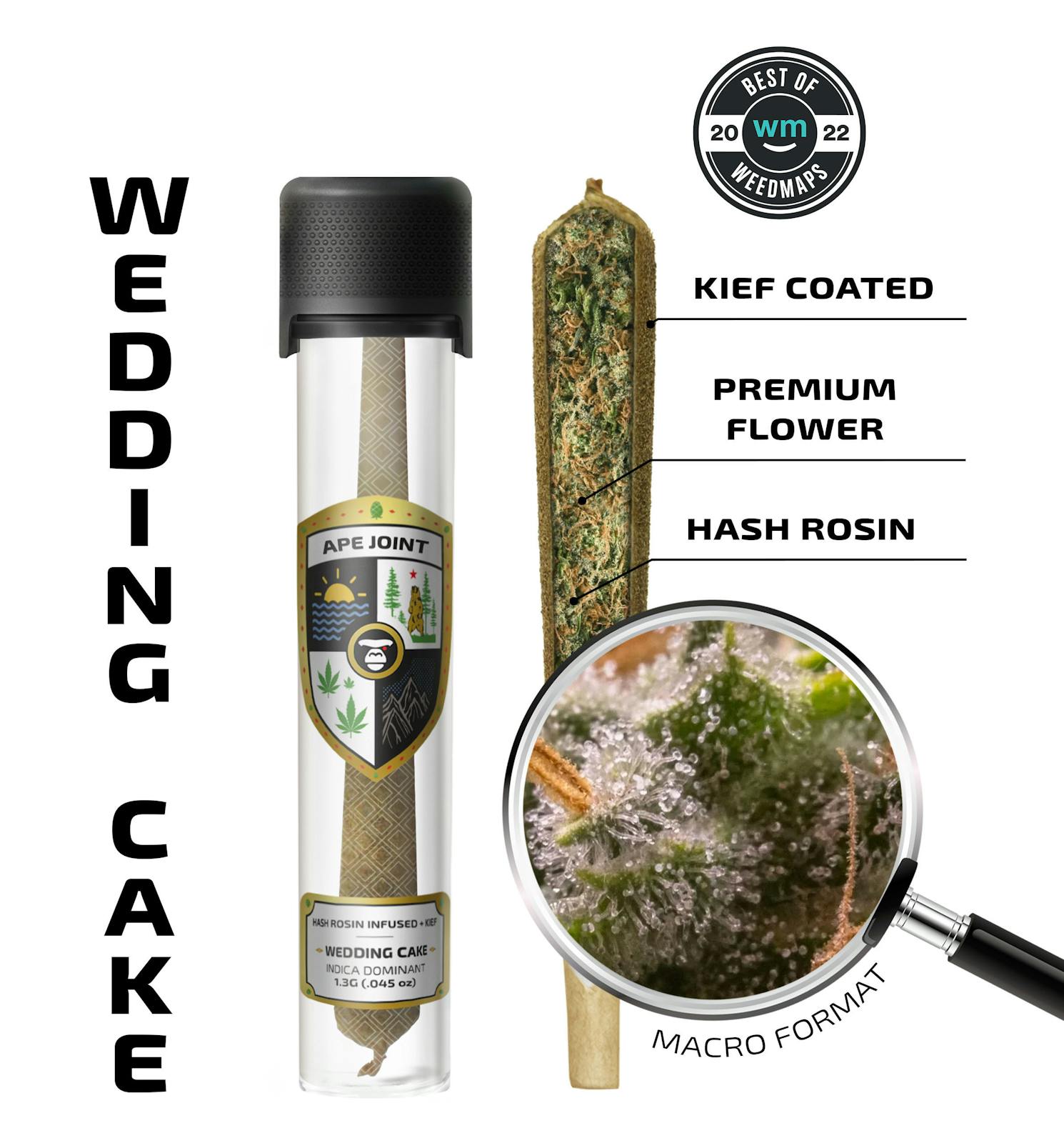 APE WEDDING CAKE – Prerolls Hash Rosin Infused + kief 1.3g