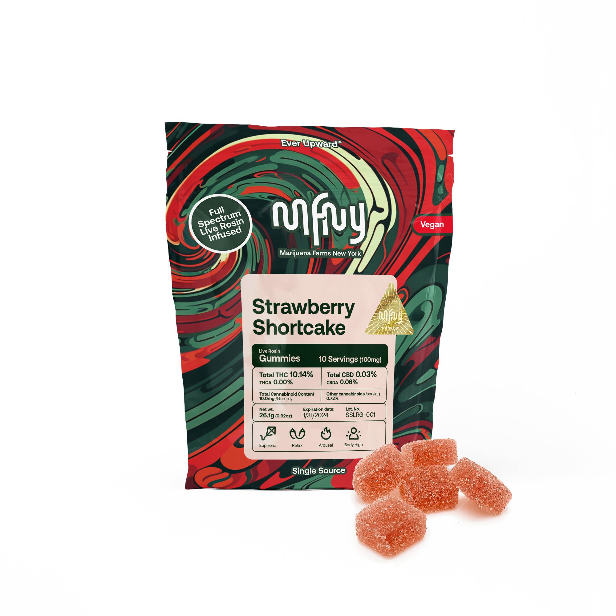 Strawberry Shortcake Live Rosin Gummies | 100mg | 10ct | 10mg/ea by MFNY