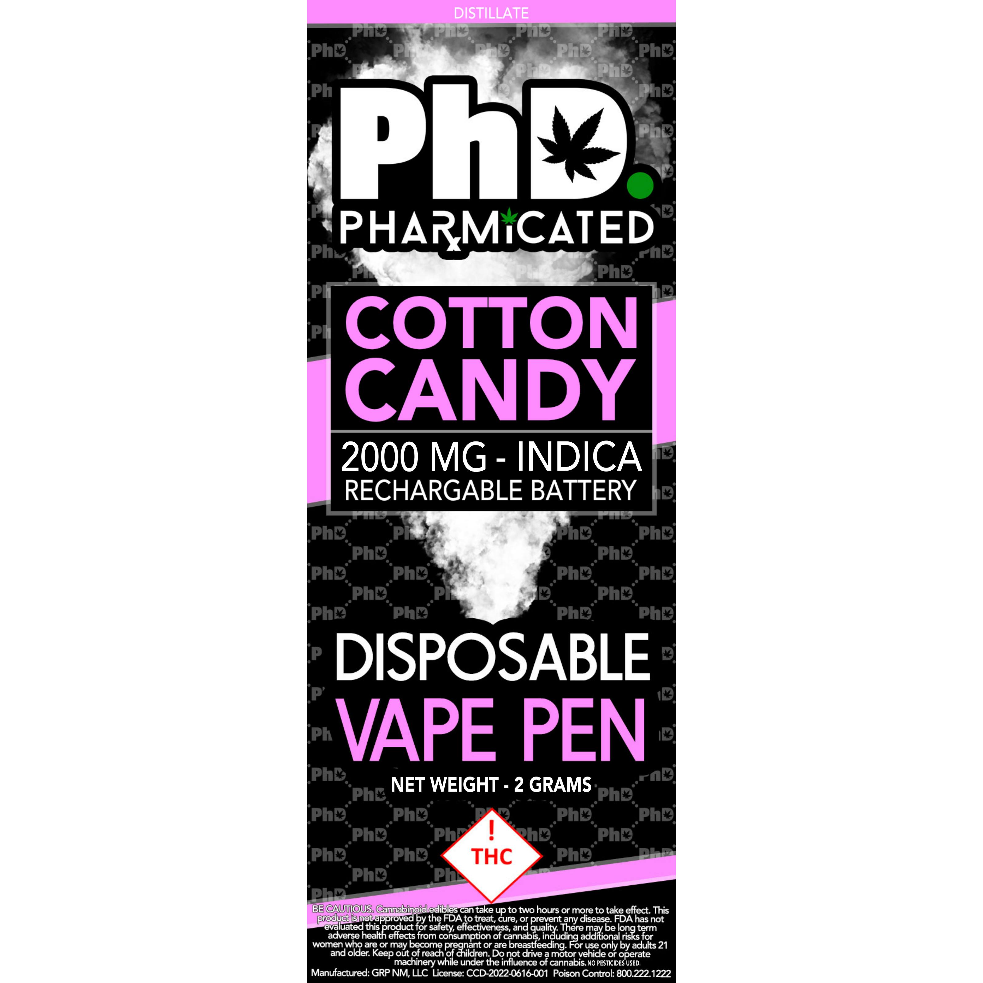 PhD Disposable Vape Cart- 2000 mg - Cotton Candy (I)