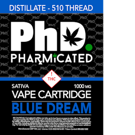 Pharmicated 510 Thread Vape Cart - 1000 mg - Blue Dream (S)
