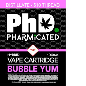Pharmicated 510 Thread Vape Cart - 1000 mg - Bubble Yum (H)