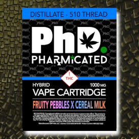 Pharmicated 510 Thread Vape Cart - 1000 mg- Fruity Pebbles X Cereal Milk(H)