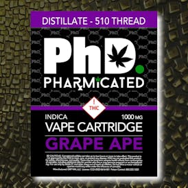 Pharmicated 510 Thread Vape Cart - 1000 mg - Grape Ape (I)