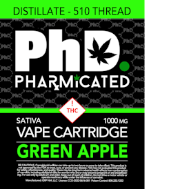 Pharmicated 510 Thread Vape Cart - 1000 mg - Green Apple (S)