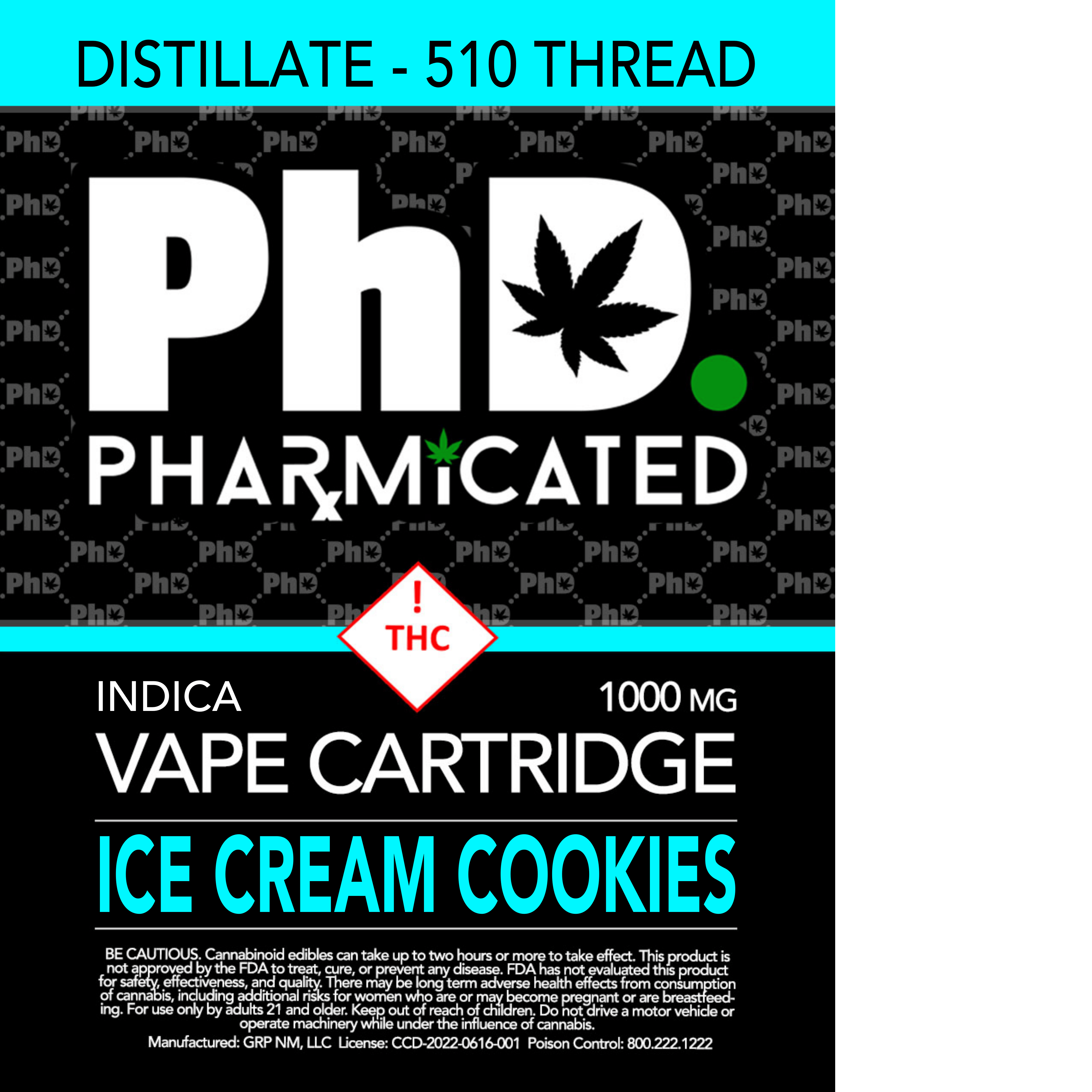Pharmicated 510 Thread Vape Cart - 1000 mg - Ice Cream Cookies (I)