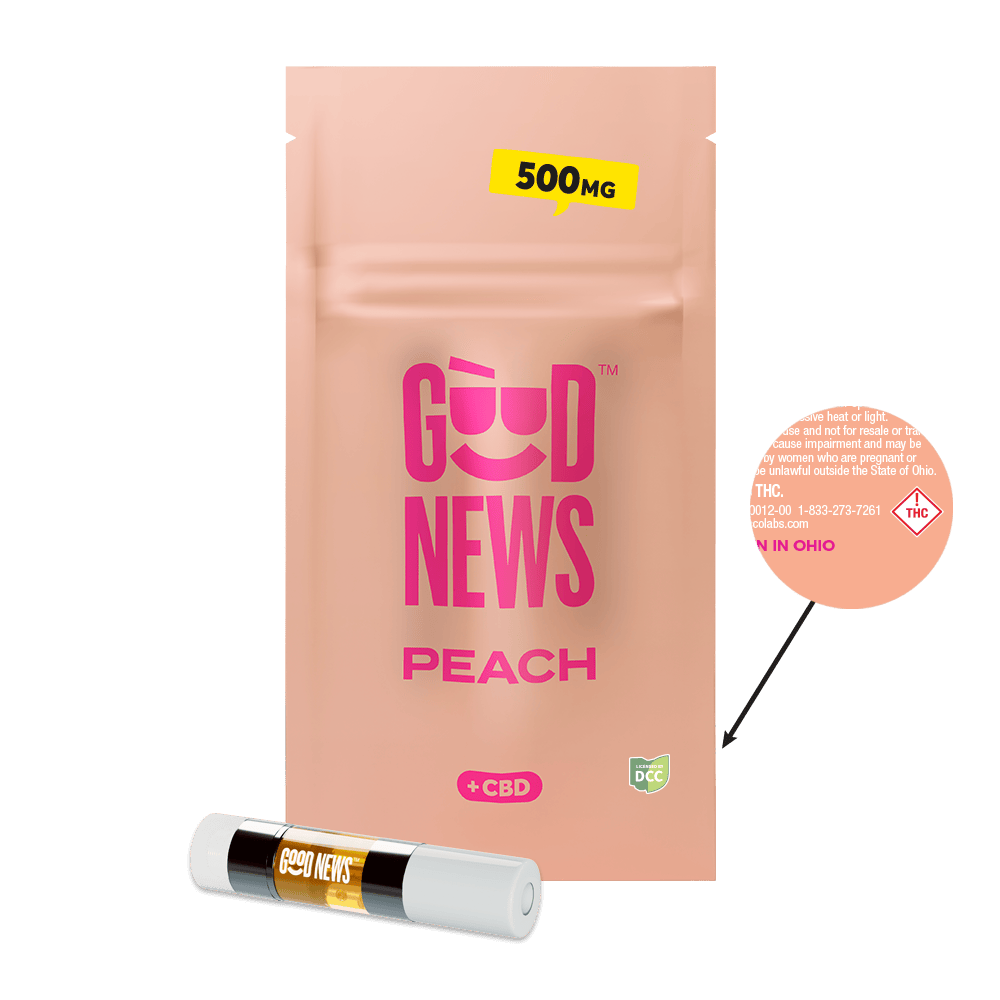 Peach | 1:2 CBD:THC Cartridge | 0.5g by Good News