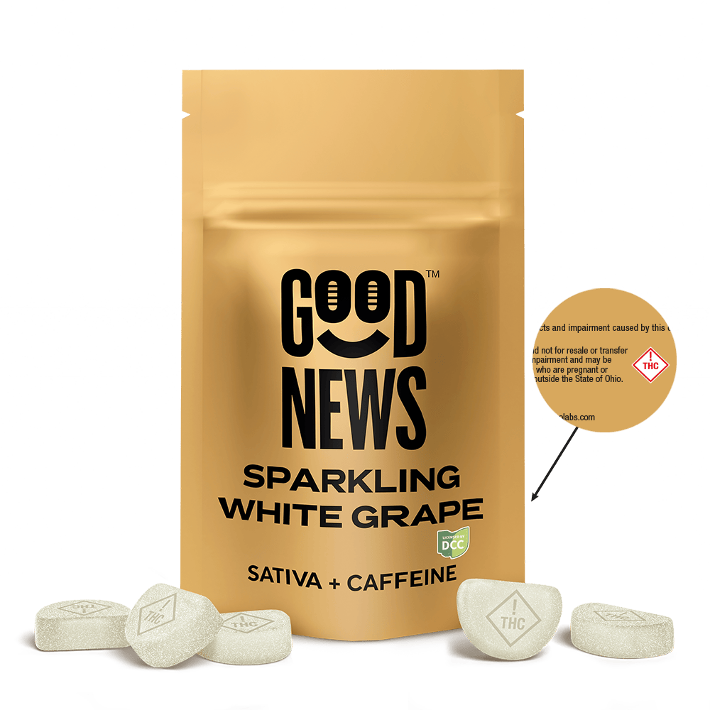 Sparkling White Grape Gummies + Caffeine | 100mg | 10ct | 10mg/ea at Klutch Cannabis Dispensary Lorain
