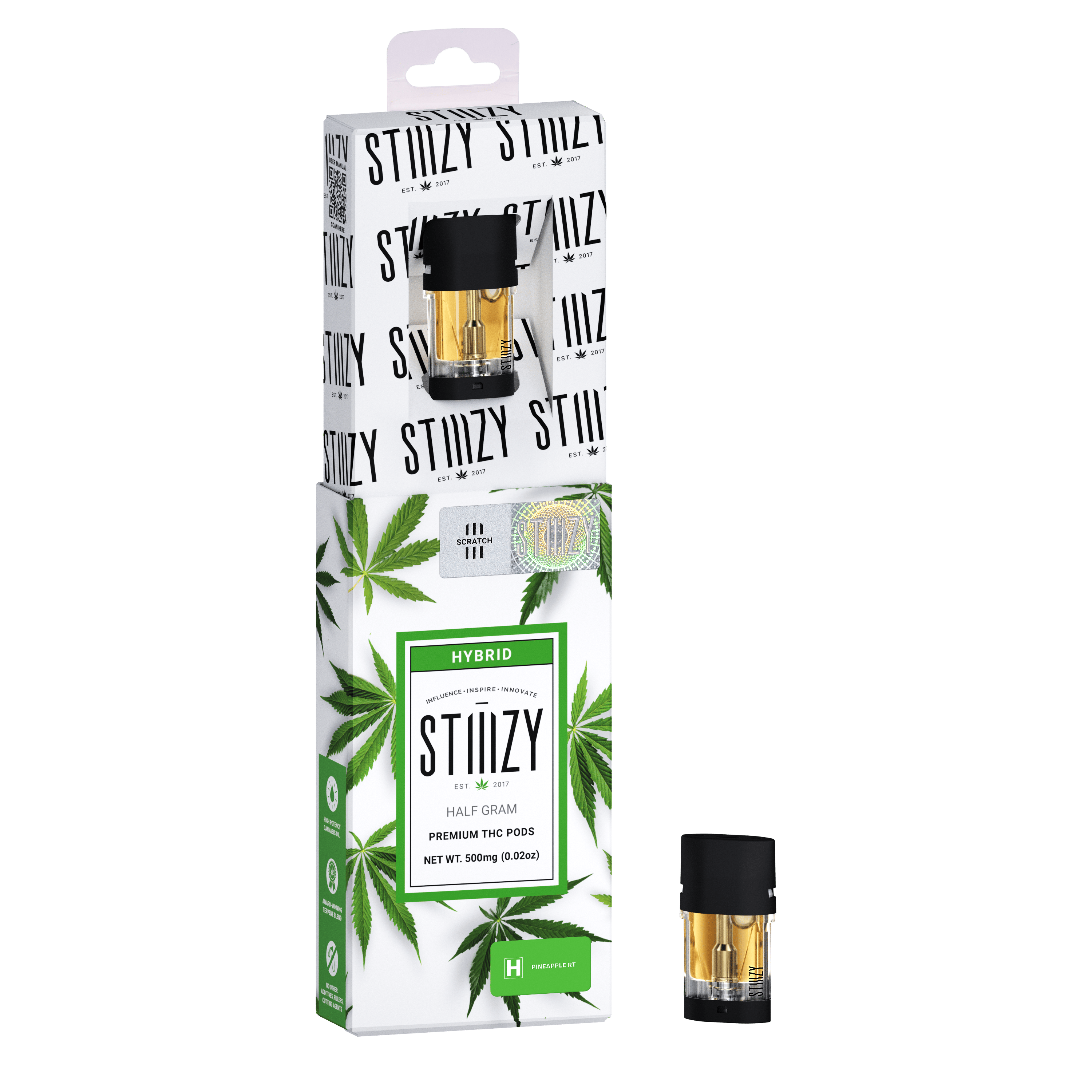 STIIIZY Vape Cartridge - PINEAPPLE RT .5G Original THC Pod - STIIIZY — Cartridges