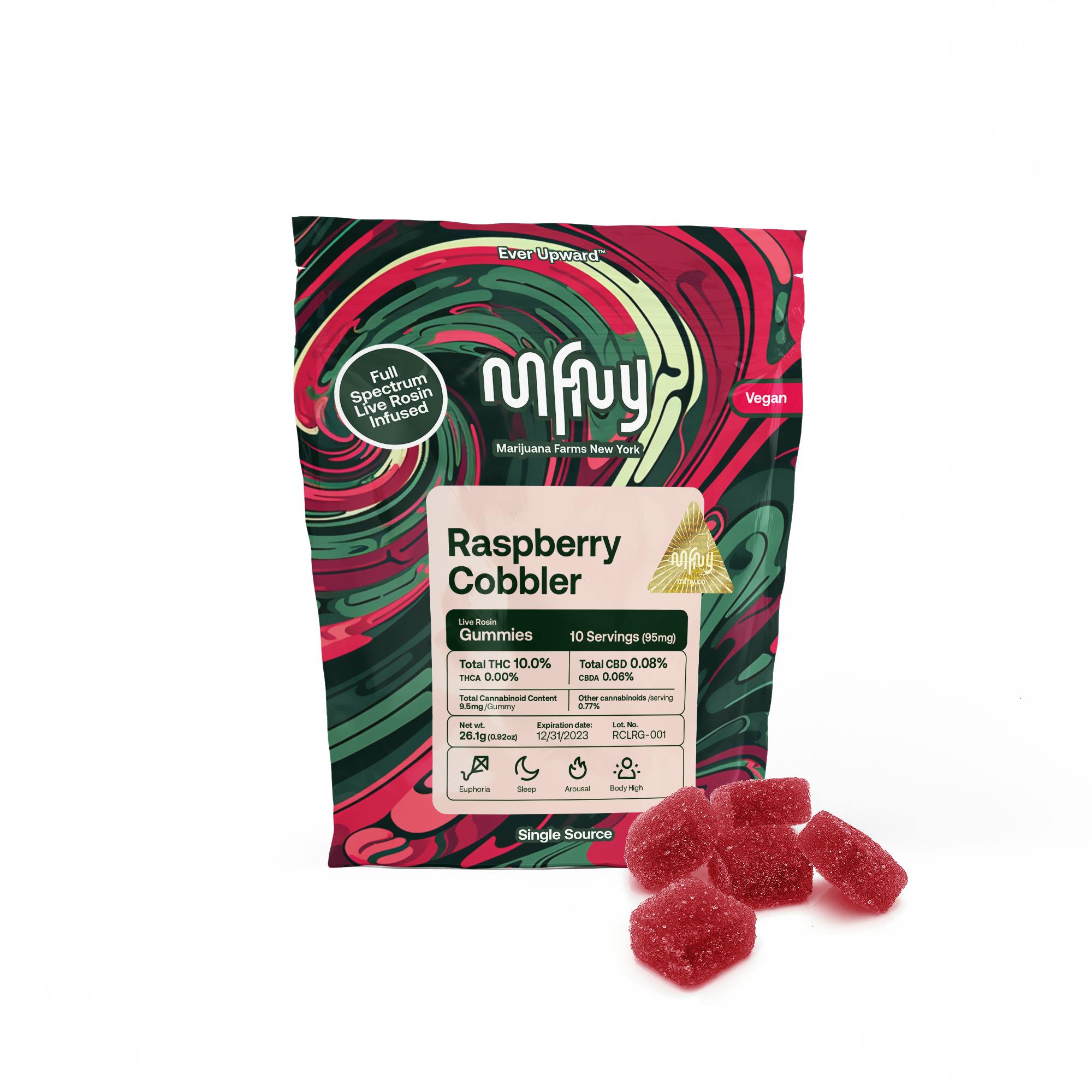 Raspberry Cobbler Live Rosin Gummies 100mg 10pk MFNY