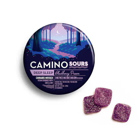 CAMINO - Blackberry Dream "Sleep" Gummies 10:10:10 THC: CBD: CBN | 100 mg 20 pack | Camino Sours   -u12