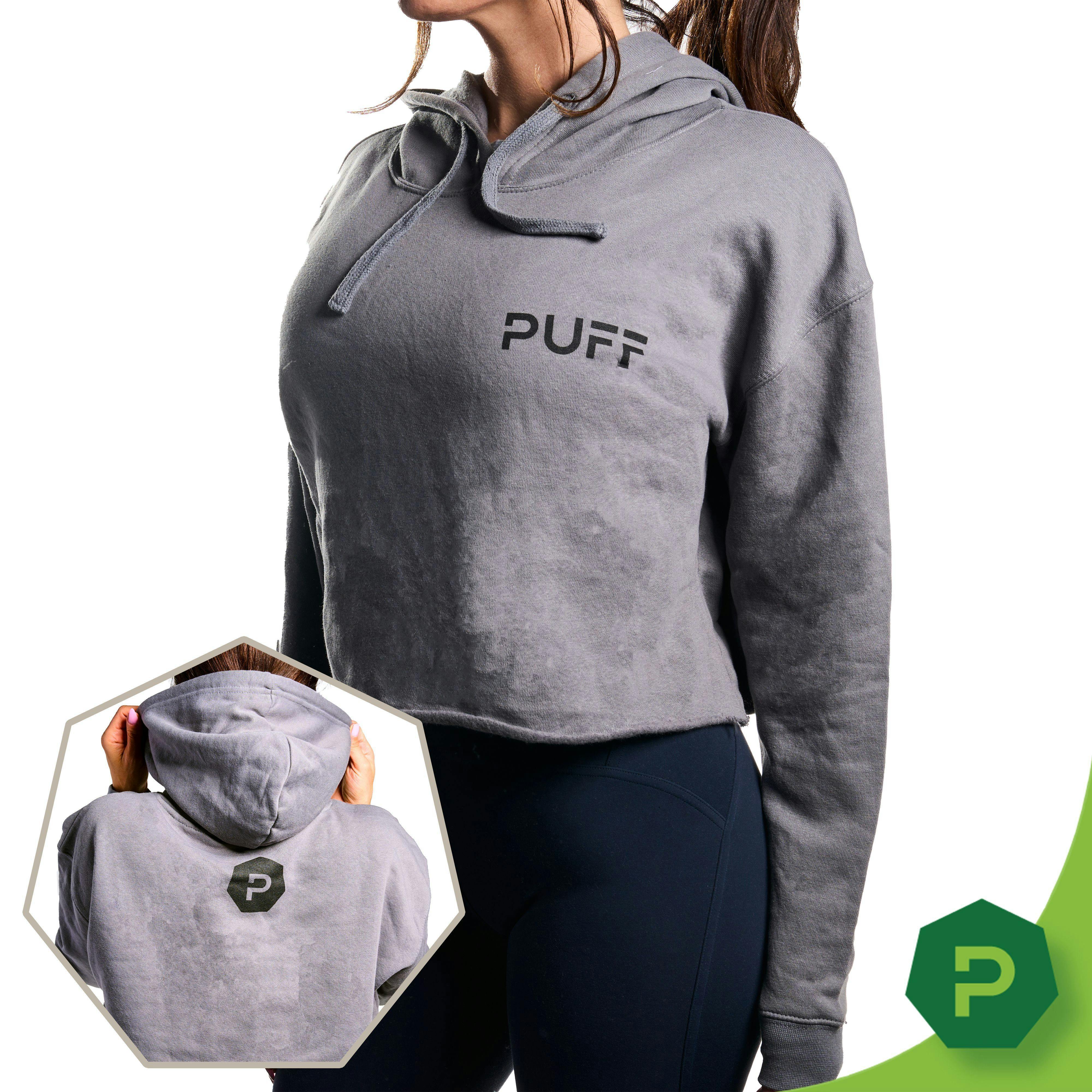 PUFF Cropped Hoodie Gray