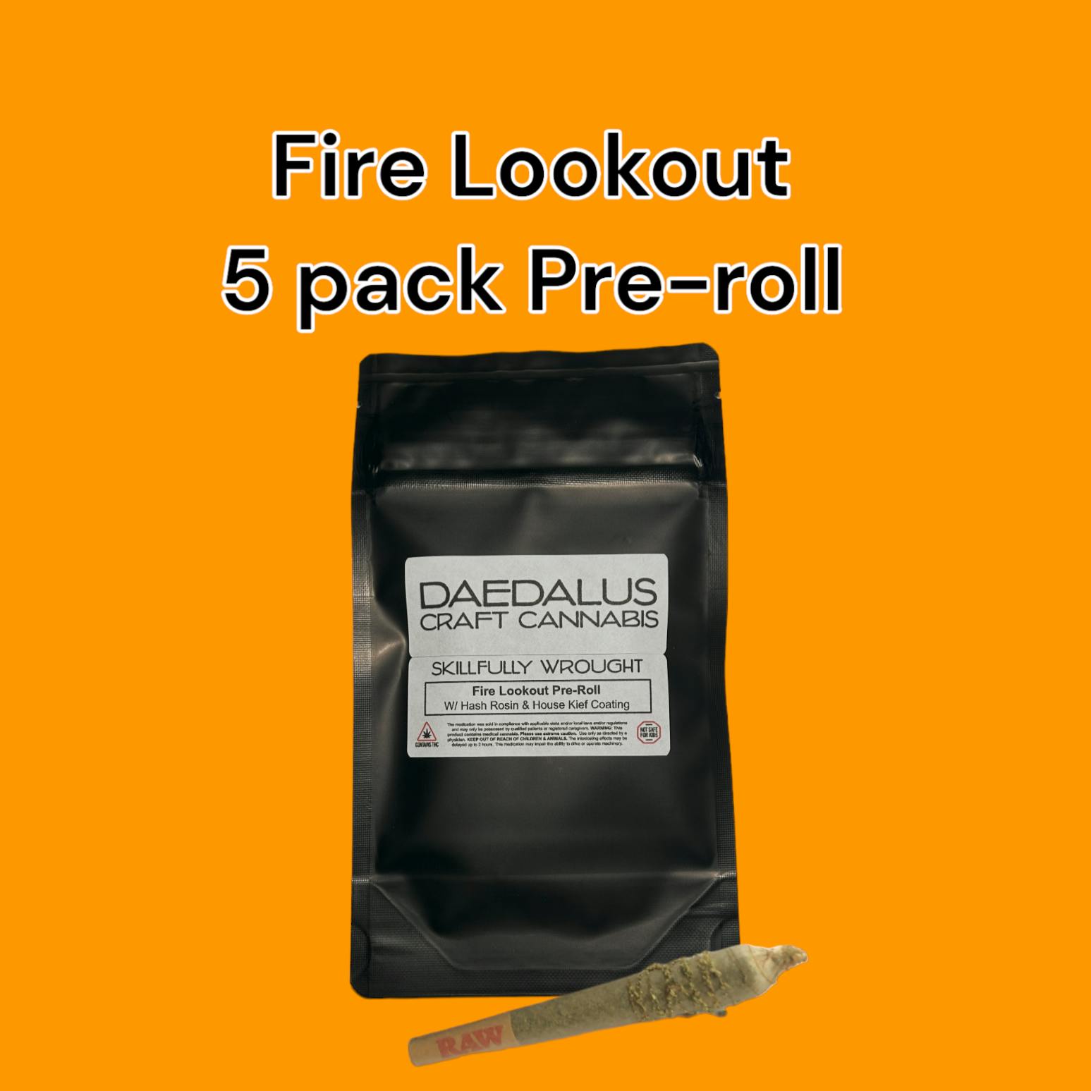 Fire Lookout Pre-Roll w/ Hash Rosin & Kief Coating - 1 1/4s - 5 pack ...