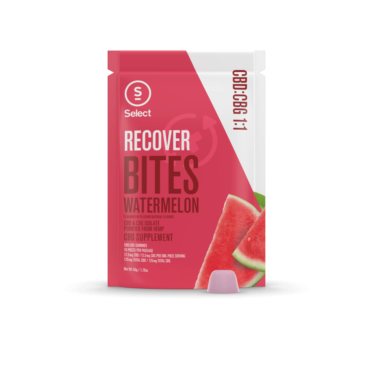 Recover Watermelon CBD/CBG Gummies 1:1 10pk - Select