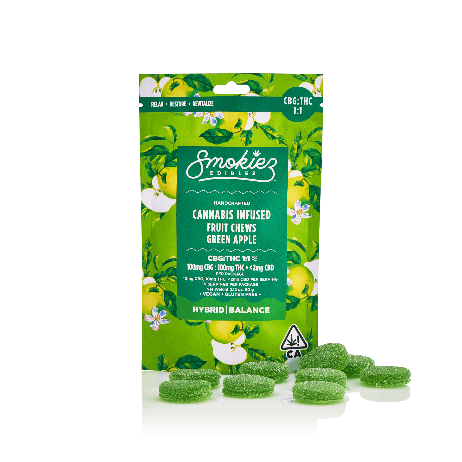 Green Apple Gummies 1:1 THC:CBG | 100mg | 10ct | 10mg/ea