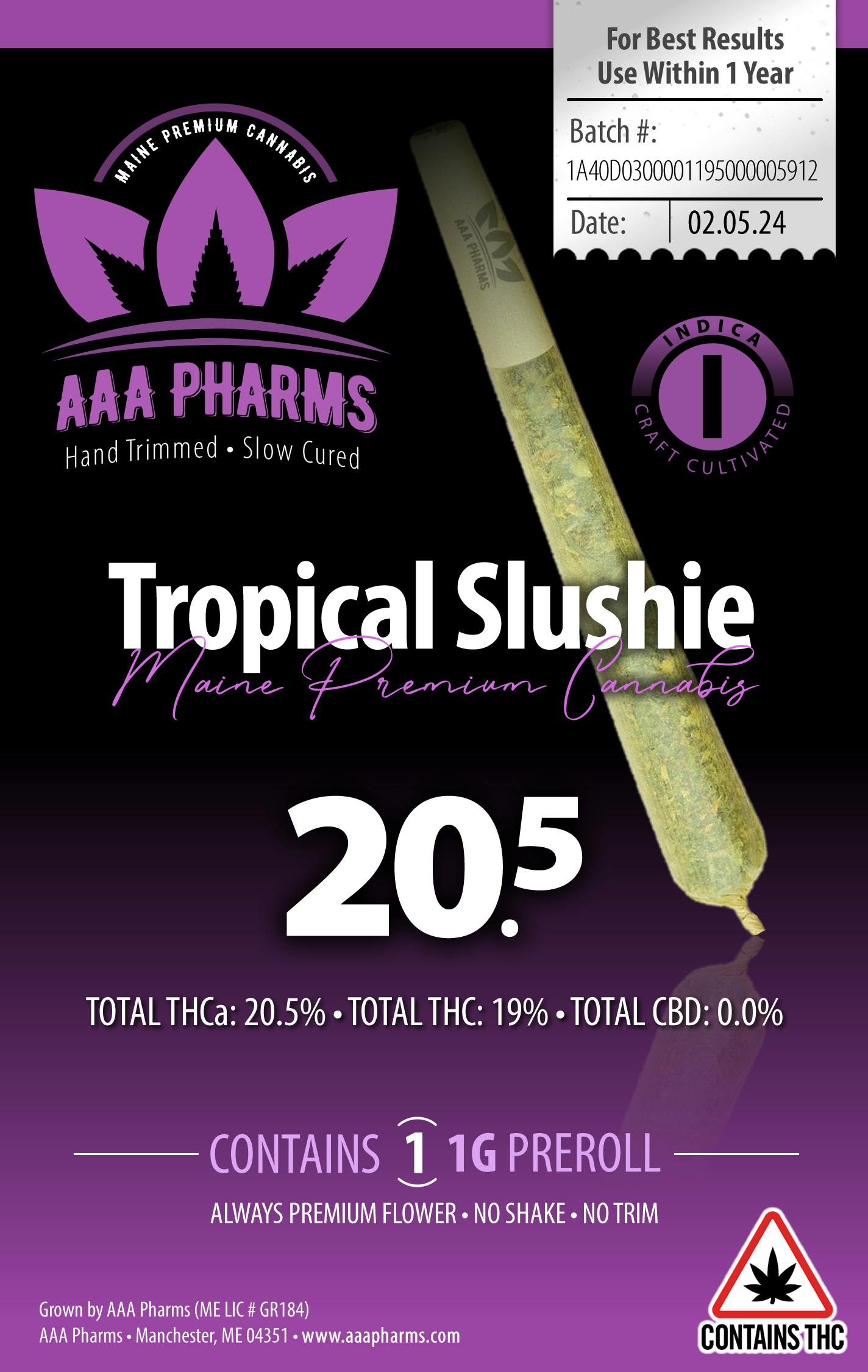 Tropical Slushie - Pre Roll - AAA Pharms