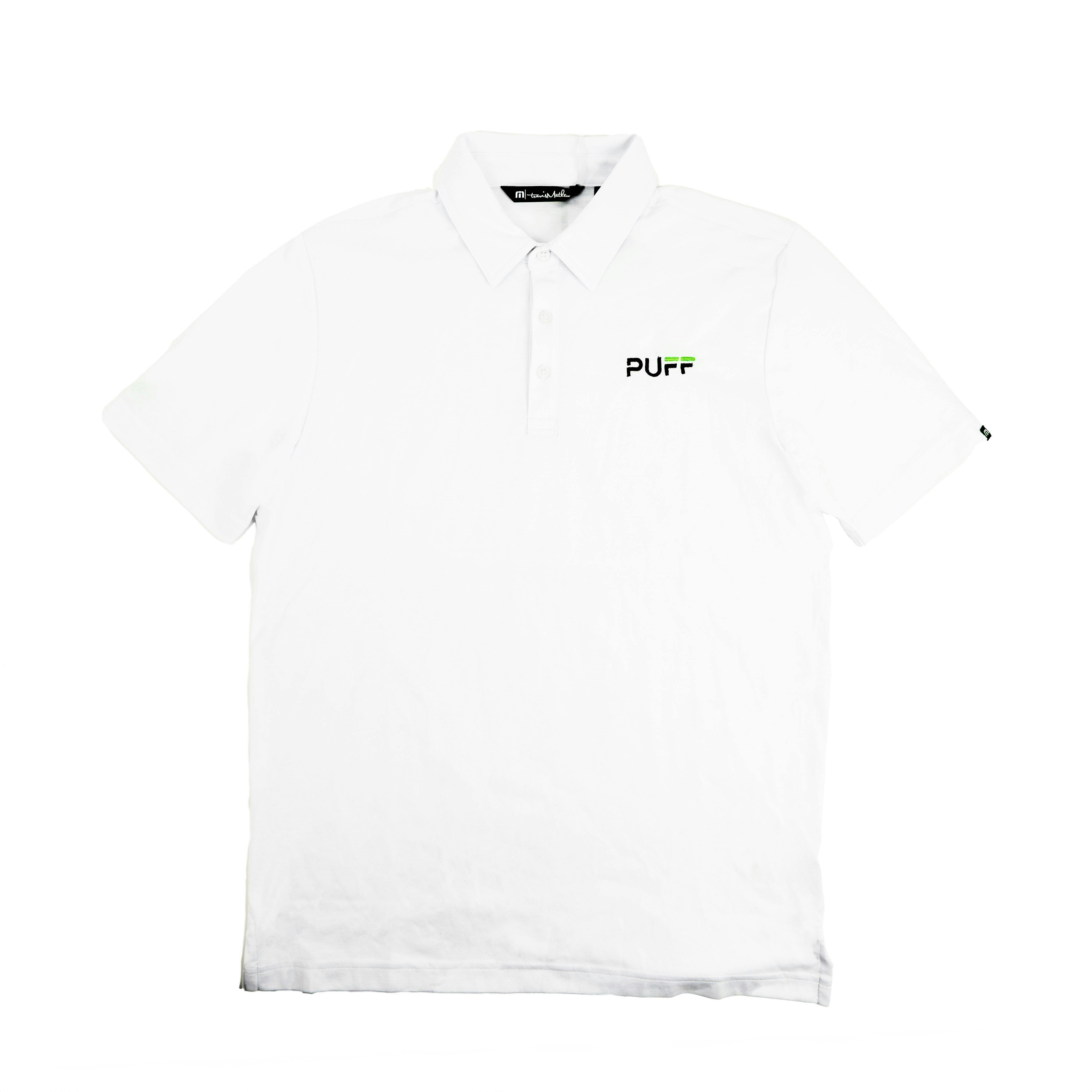 Puff Cannabis Company - Bay City Dispensary PUFF Golf Polo White - Puff Cannabis Company