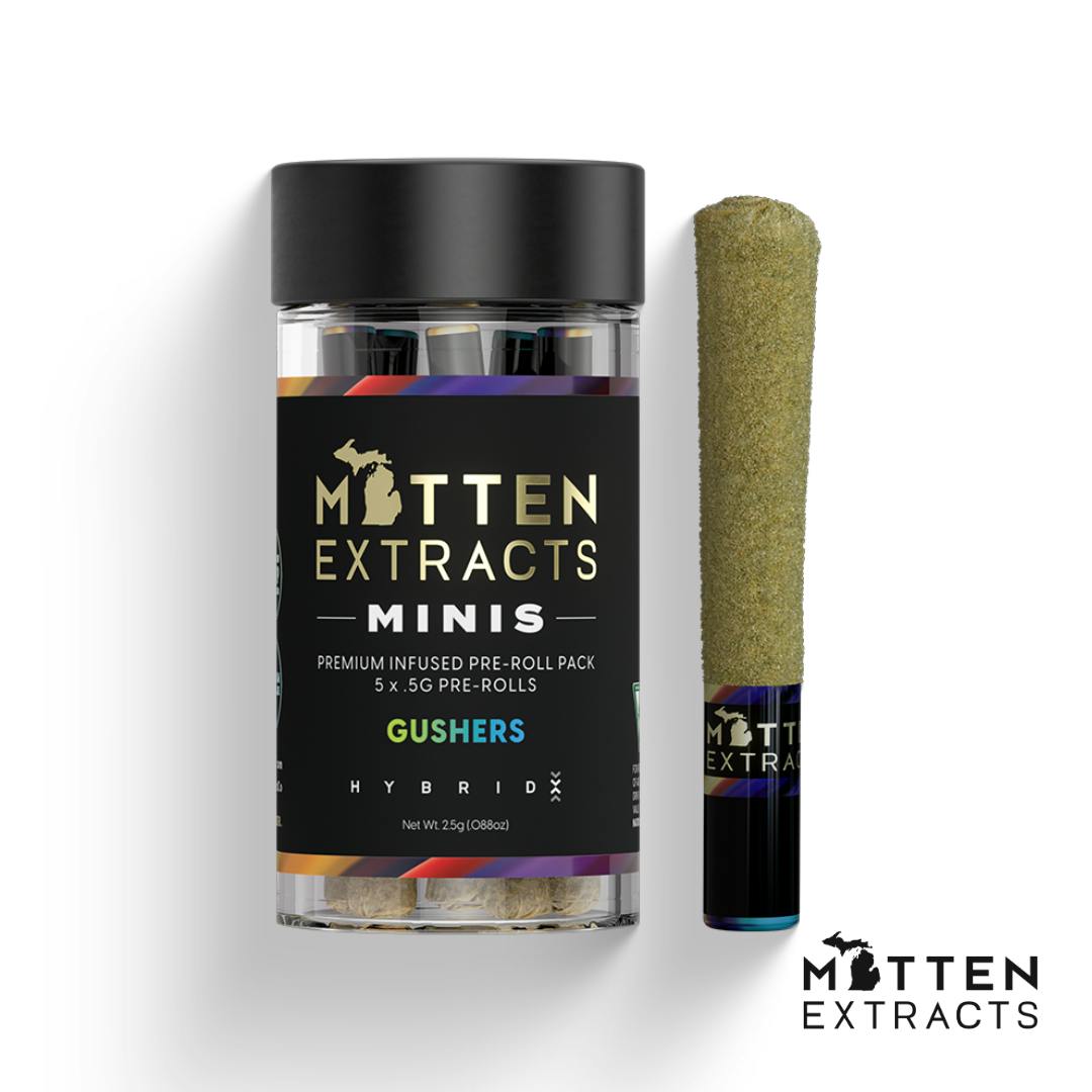 Mittens Extracts Minis Infused PreRolls 2.5g 5pk Gushers Mitten Extracts