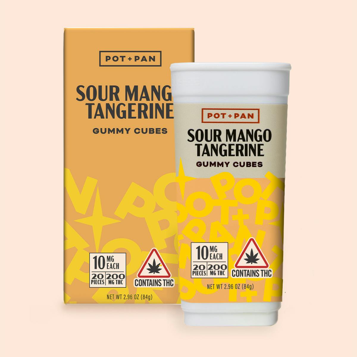 Pot + Pan Sour Mango Tangerine Gummy Cubes (Hybrid) 20 pieces (10mg