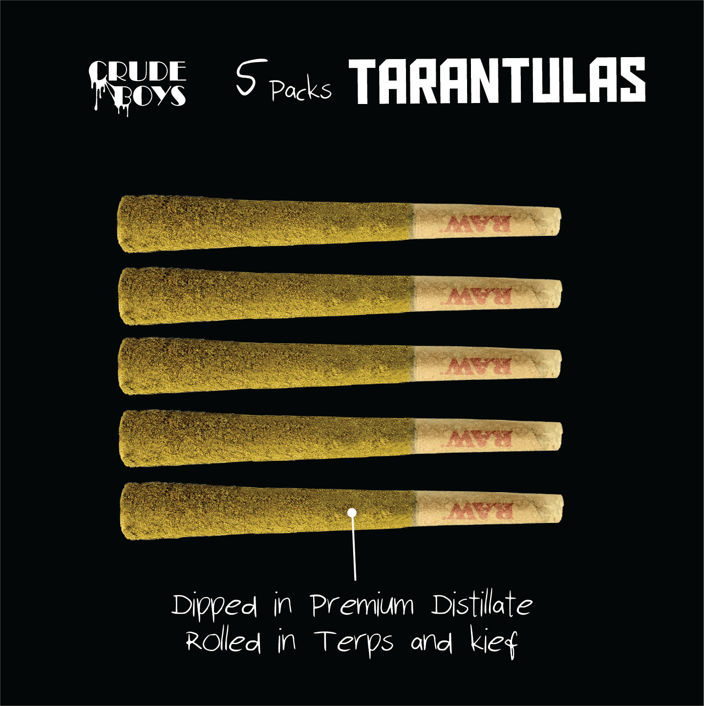 Men N Black | Tarantula Infused Joints | 0.6g each | 5pk