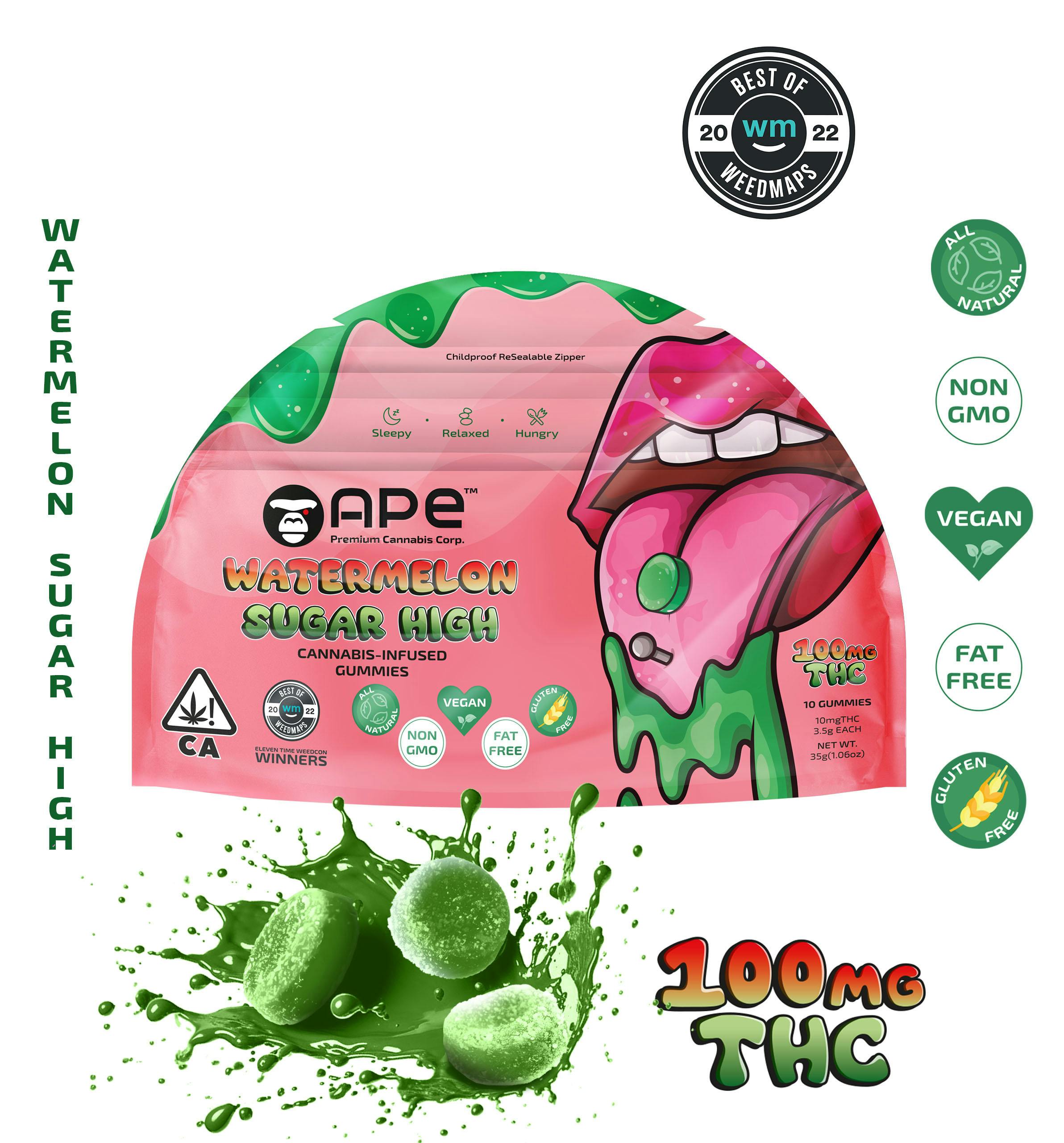 Watermelon Sugar High — 100MG THC Gummies WT 35g 3.5g each