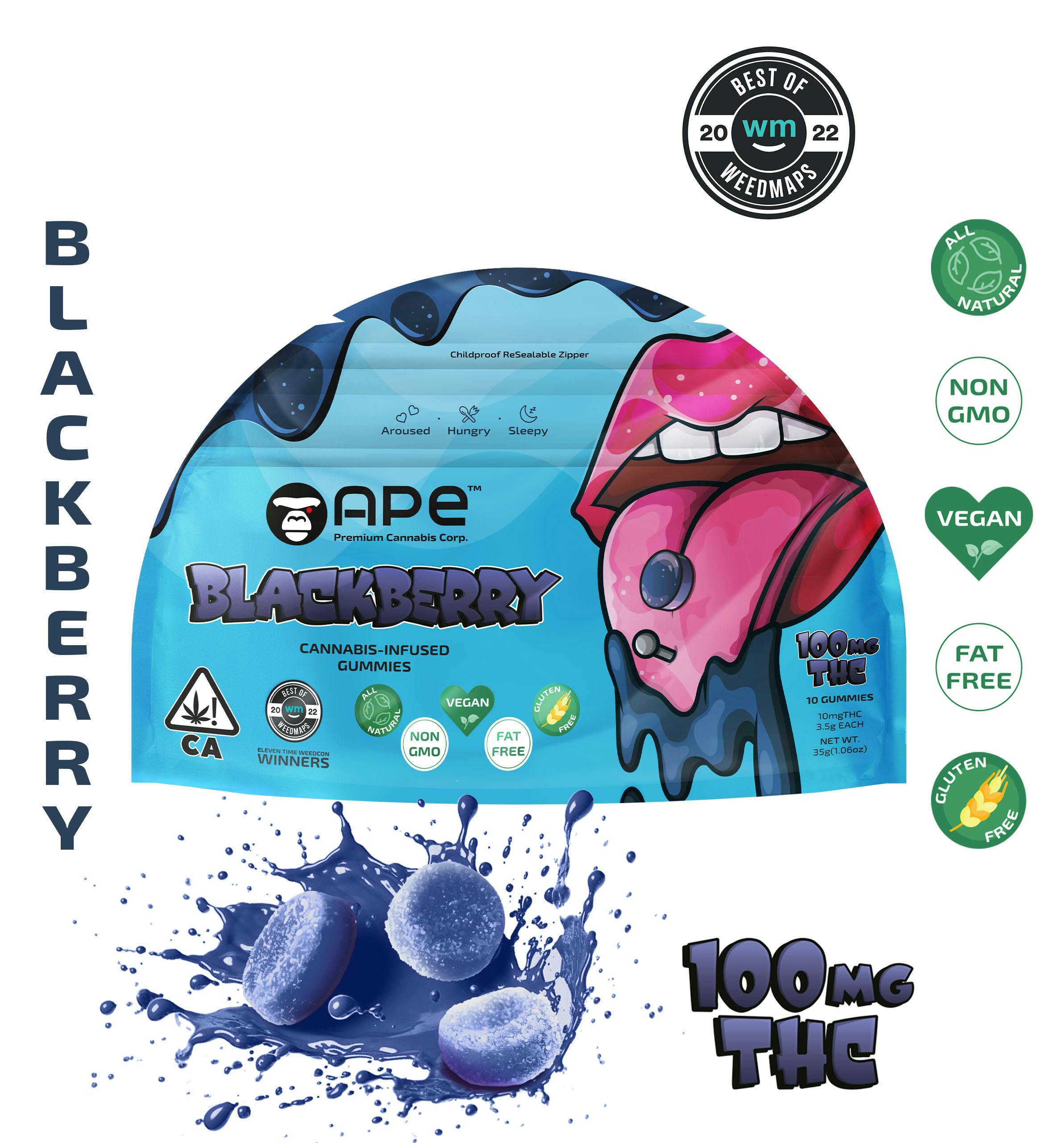 Blackberry Edibles — 100MG THC Gummies (NET WT 35g | 3.5g each)