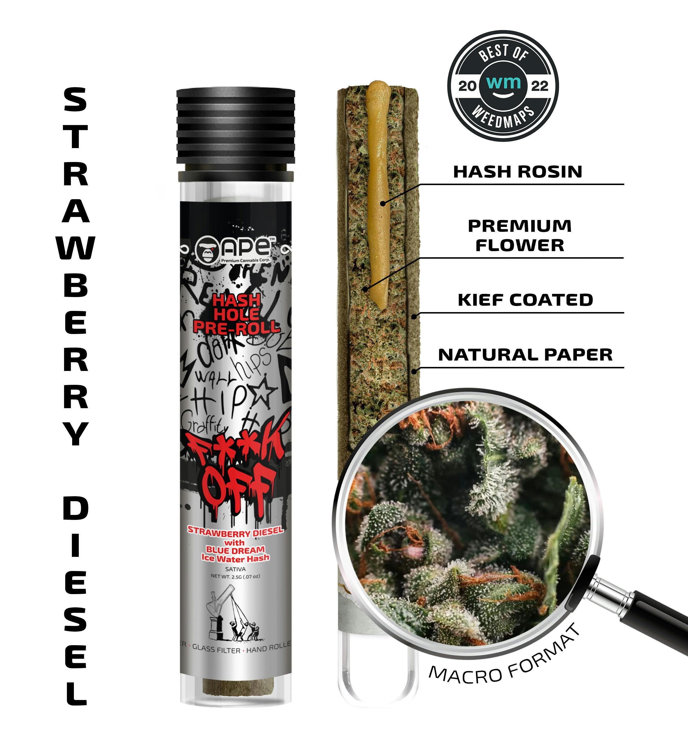 Strawberry Diesel & Blue Dream — Hash Hole Pre-Roll (2.5g) - APE