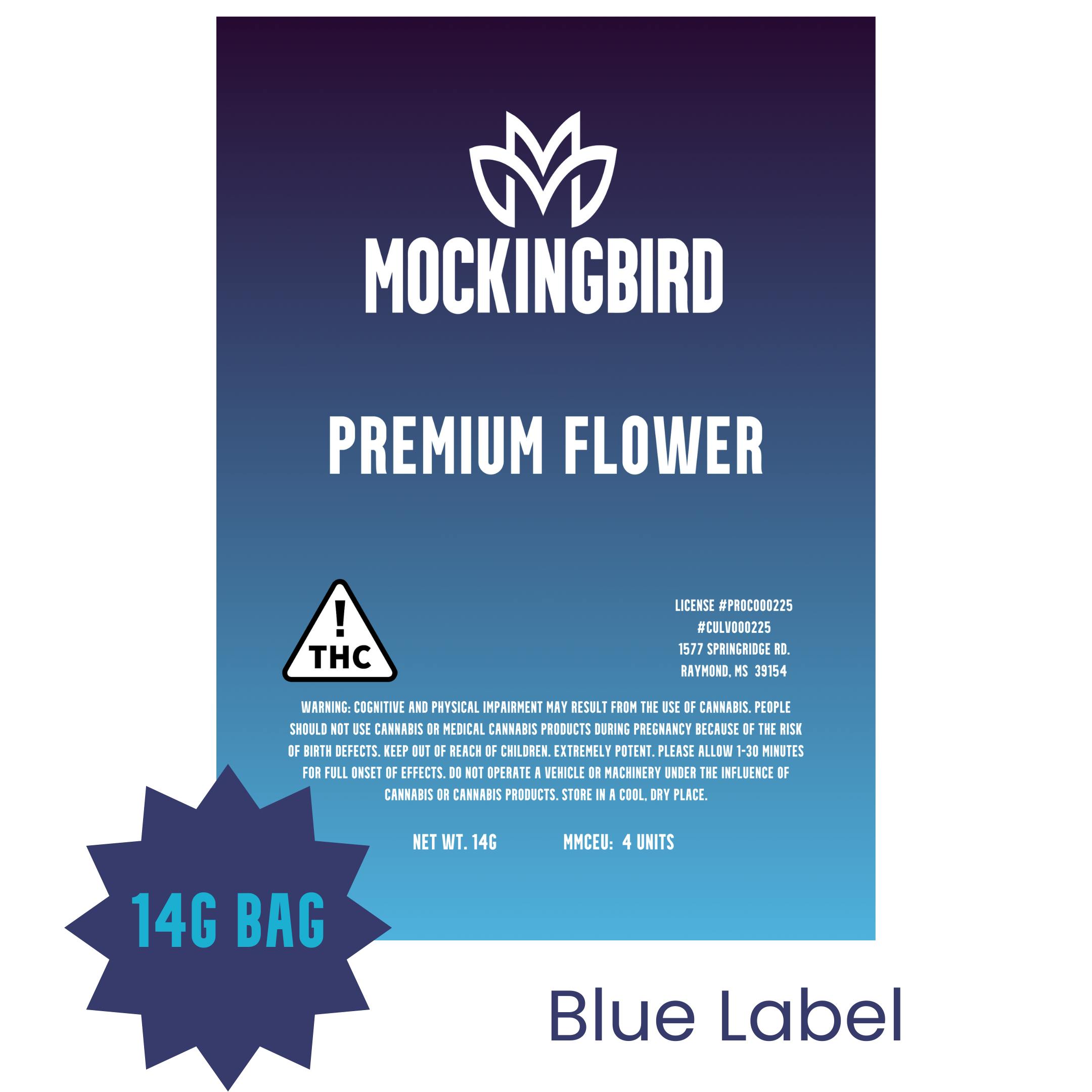 Mockingbird Premium Flower: Blue Label 14g bag - Mockingbird