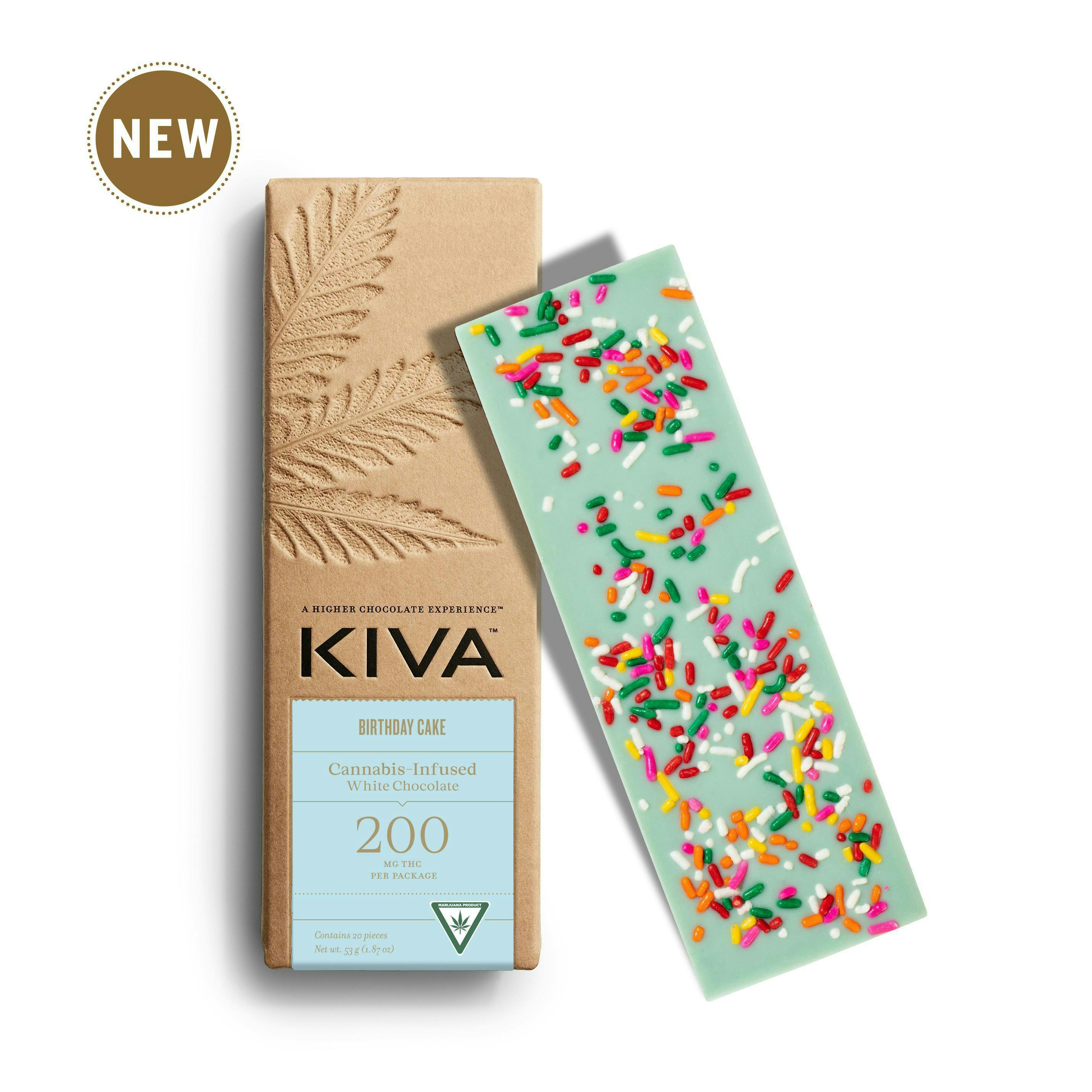 Birthday Cake White Chocolate Bar | 200mg | 20ct | 10mg/ea by Kiva Confections
