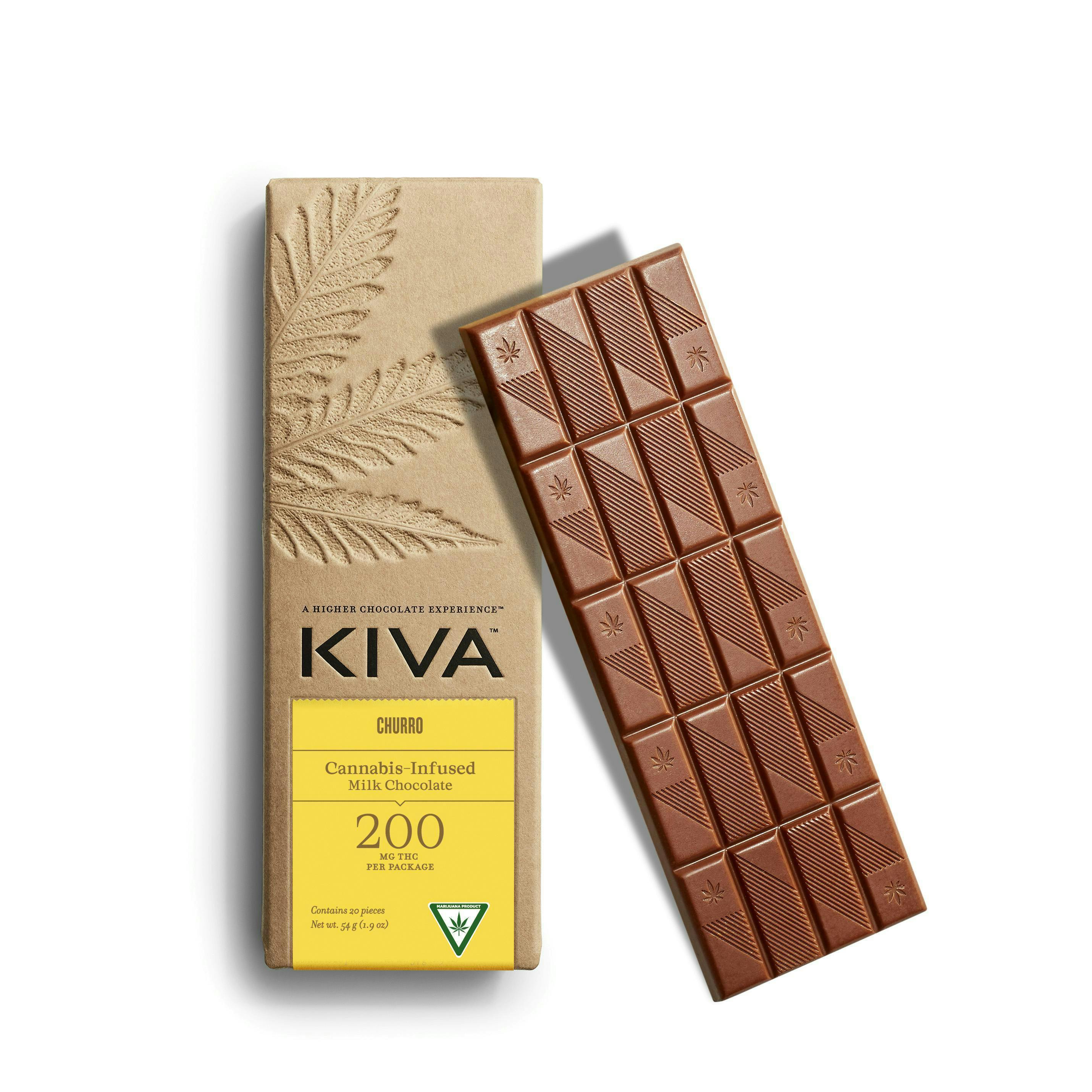 Churro Milk Chocolate Bar | 200mg | 20ct | 10mg/ea by Kiva Confections